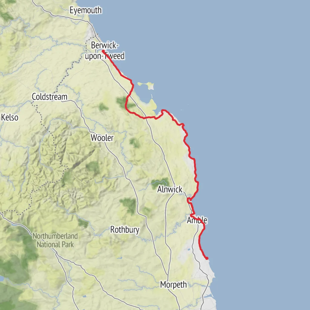 Northumberland Coast Path mobile static map