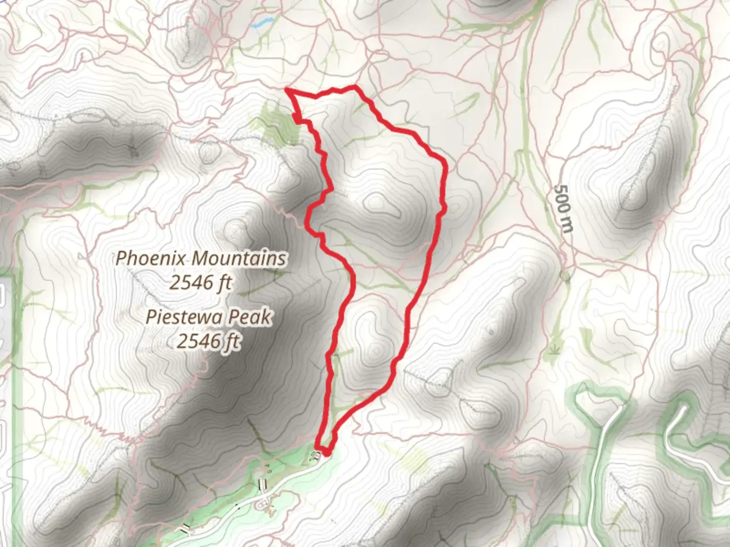 An image depicting the trail East Piestewa Peak Drive Loop and its surrounding area.