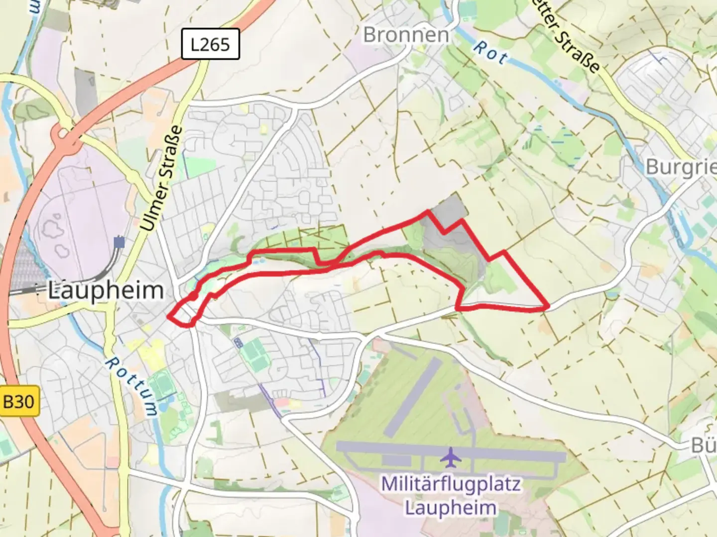 An image depicting the trail Schlosspark Loop and its surrounding area.