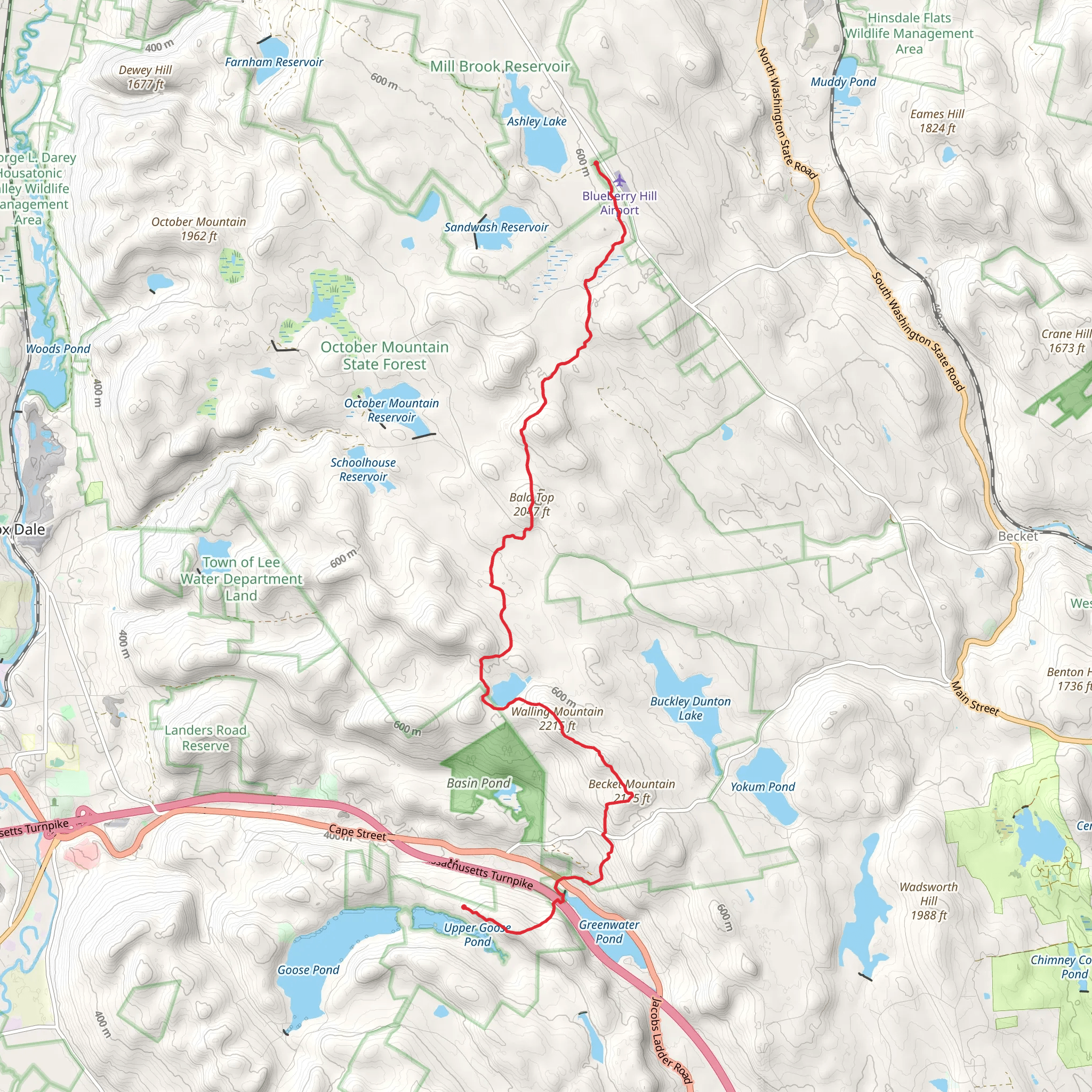 Bald Top and Becket Mountain from Ashley Lake mobile static map