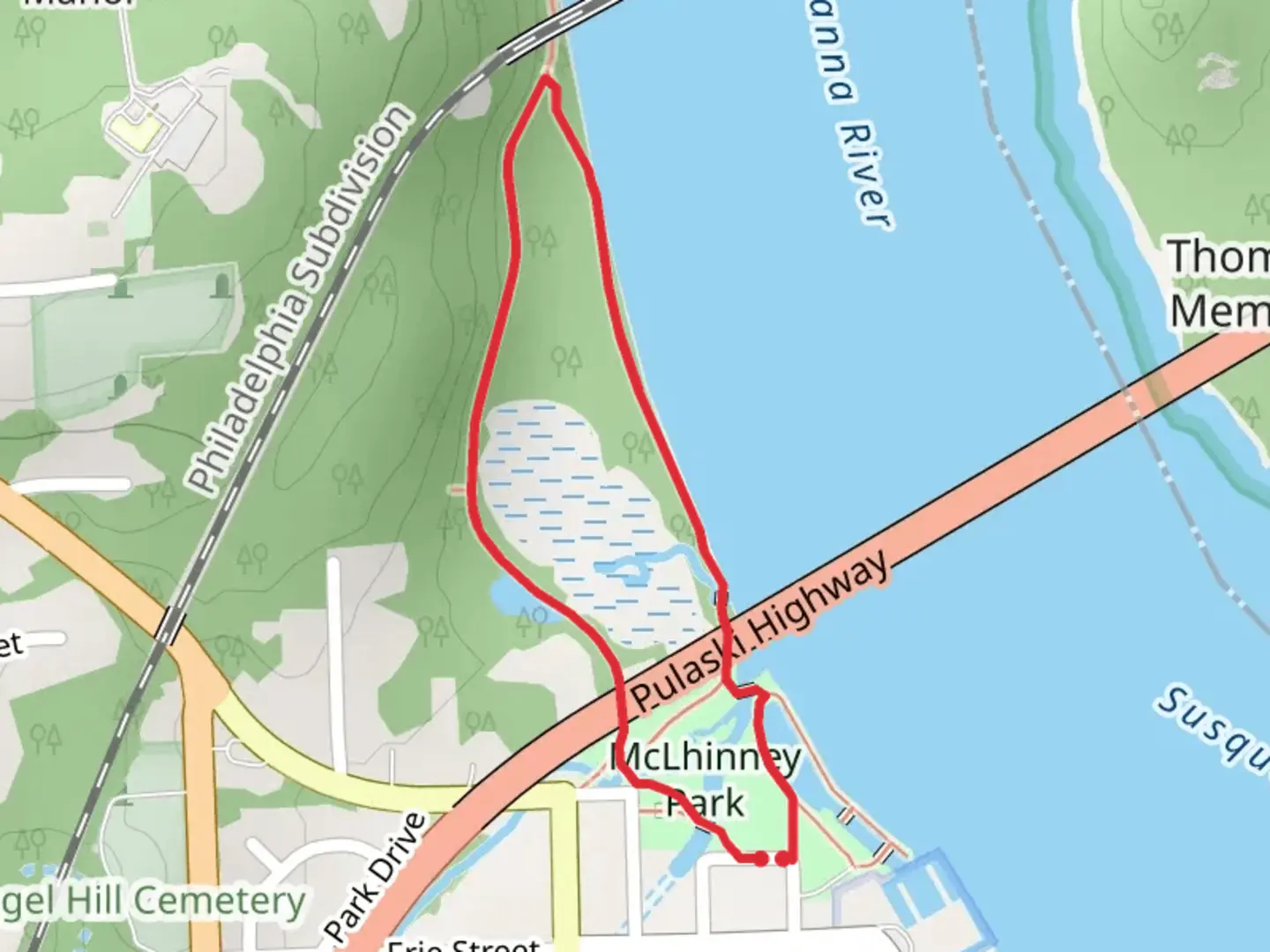 An image depicting the trail Frank's Pond and North Park Loop Trail and its surrounding area.