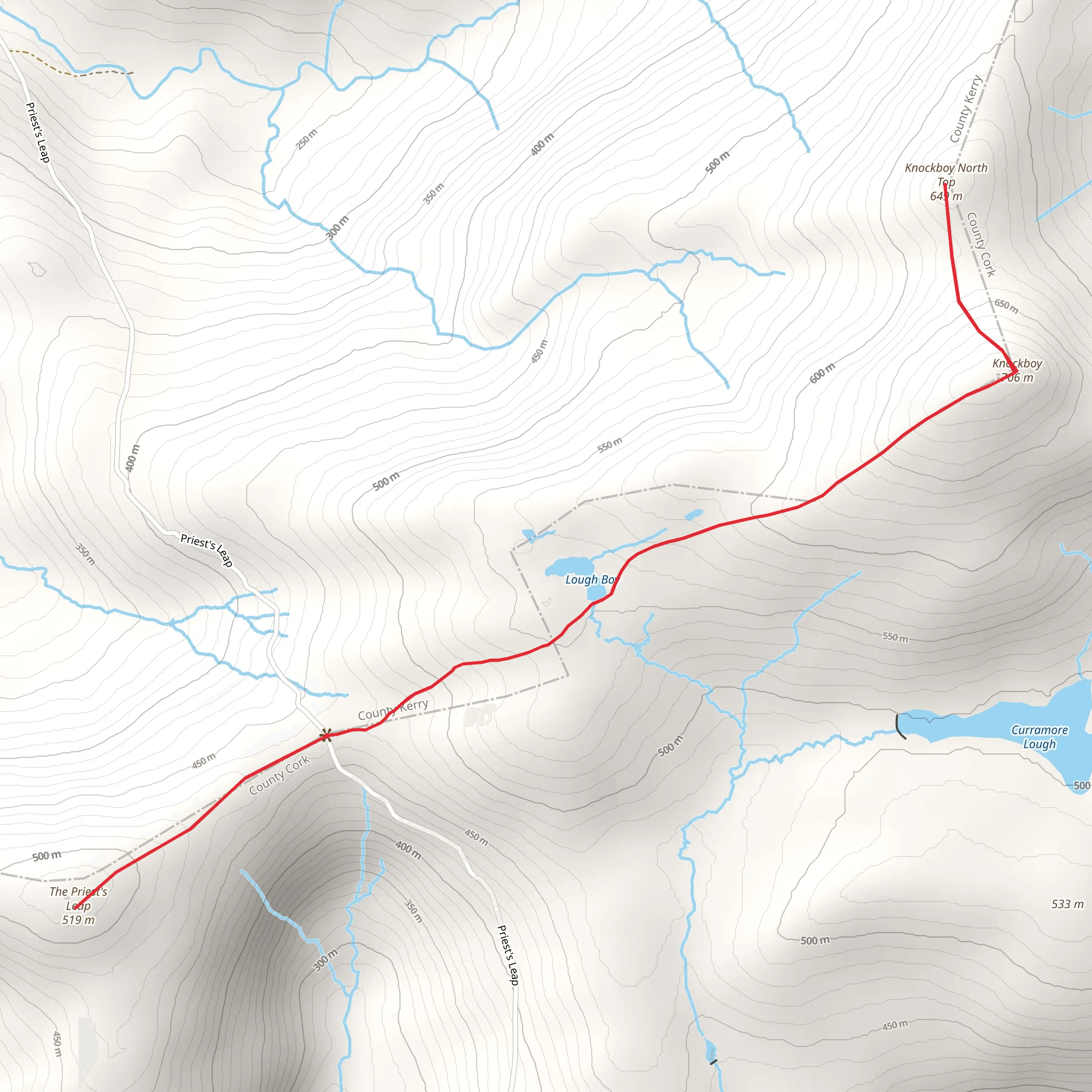 The Priest's Leap and Knockboy Mountain Walk mobile static map