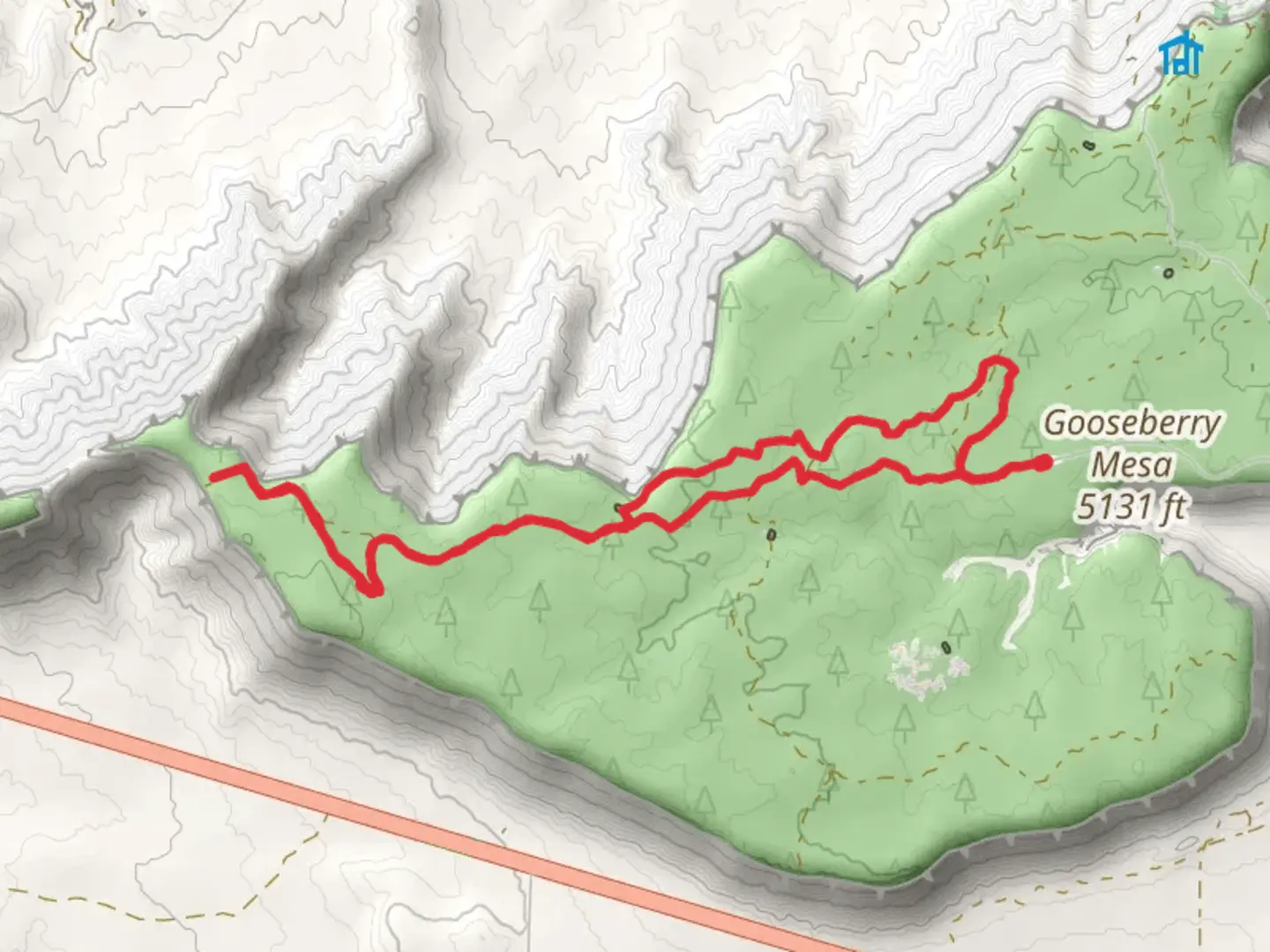 An image depicting the trail North Rim Trail and Practice Loop and its surrounding area.