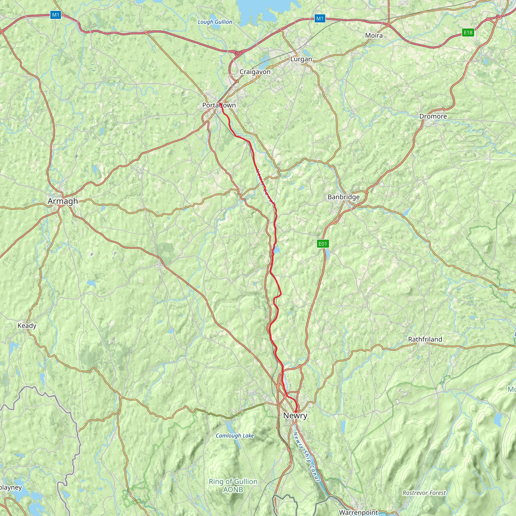 Newry Canal Way mobile static map