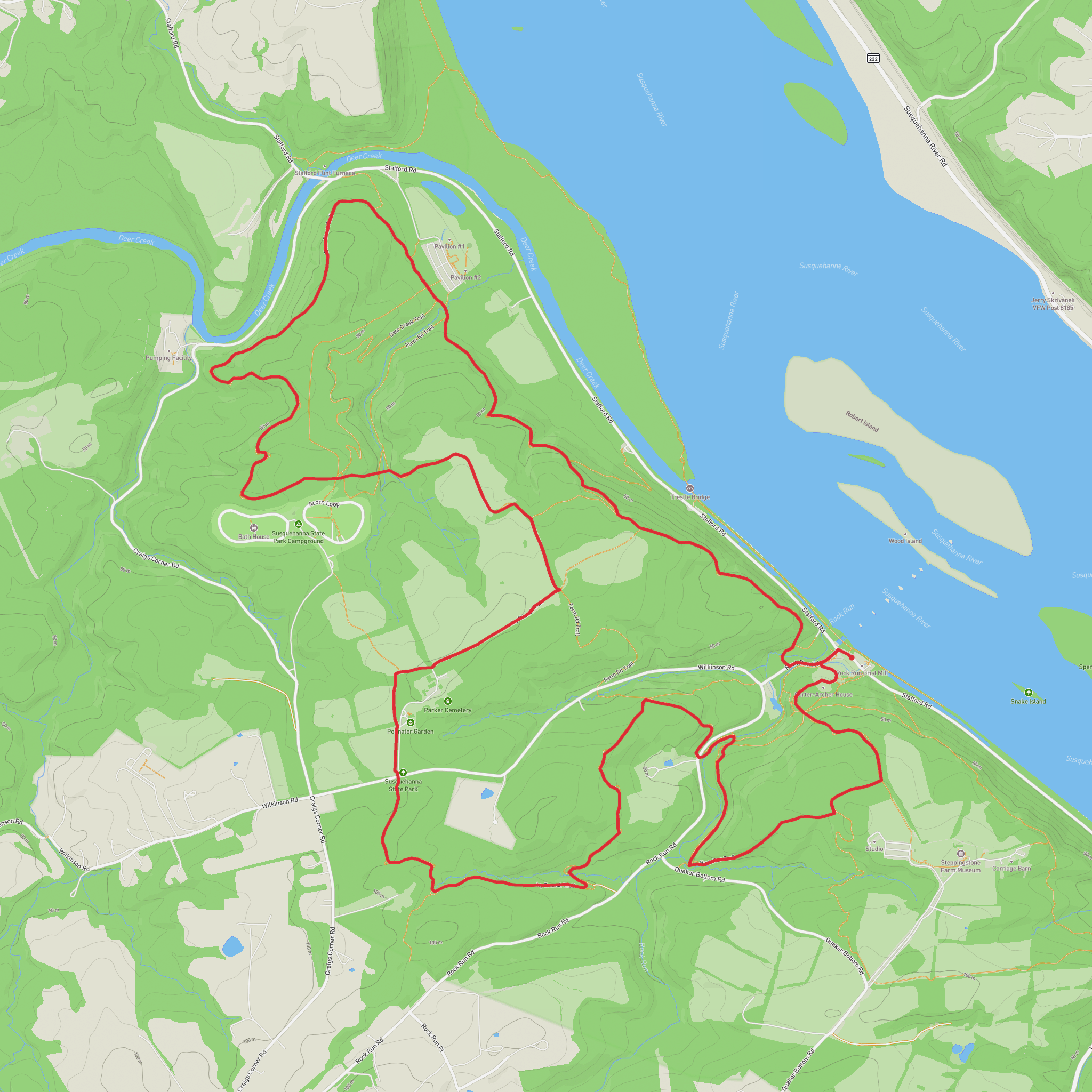 Susquehanna Ridge, Deer Creek and Ivy Branch Loop Trail mobile static map