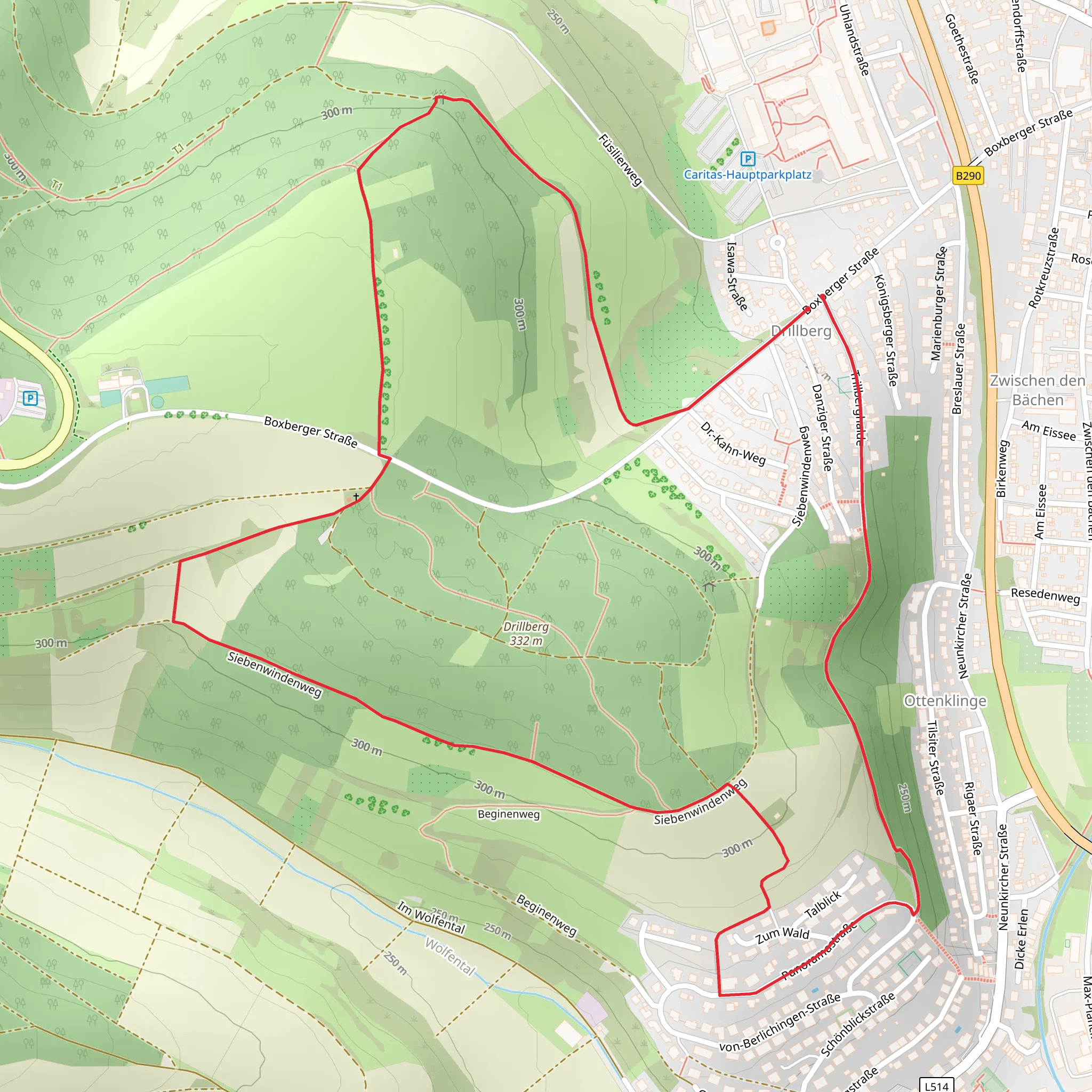 Taubertal and Siebenwindenweg Loop mobile static map