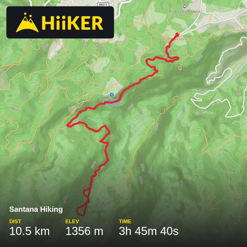 A map preview of the recording Santana Hiking.