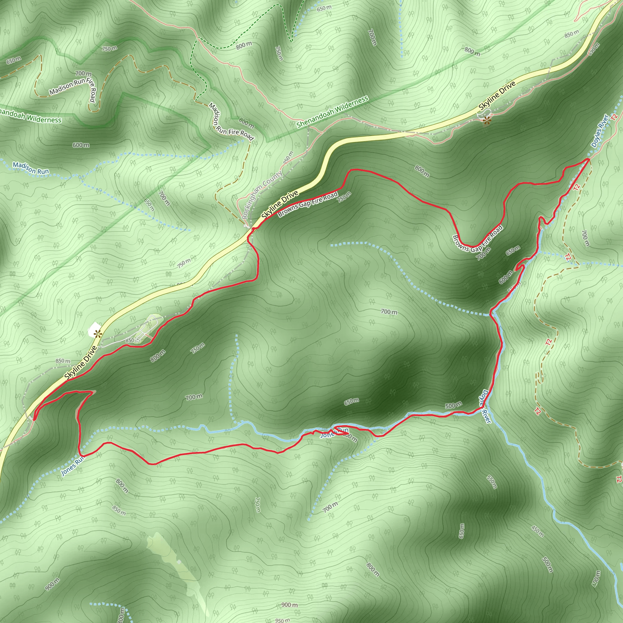 Jones Run Trail and Browns Gap Fire Road Loop mobile static map