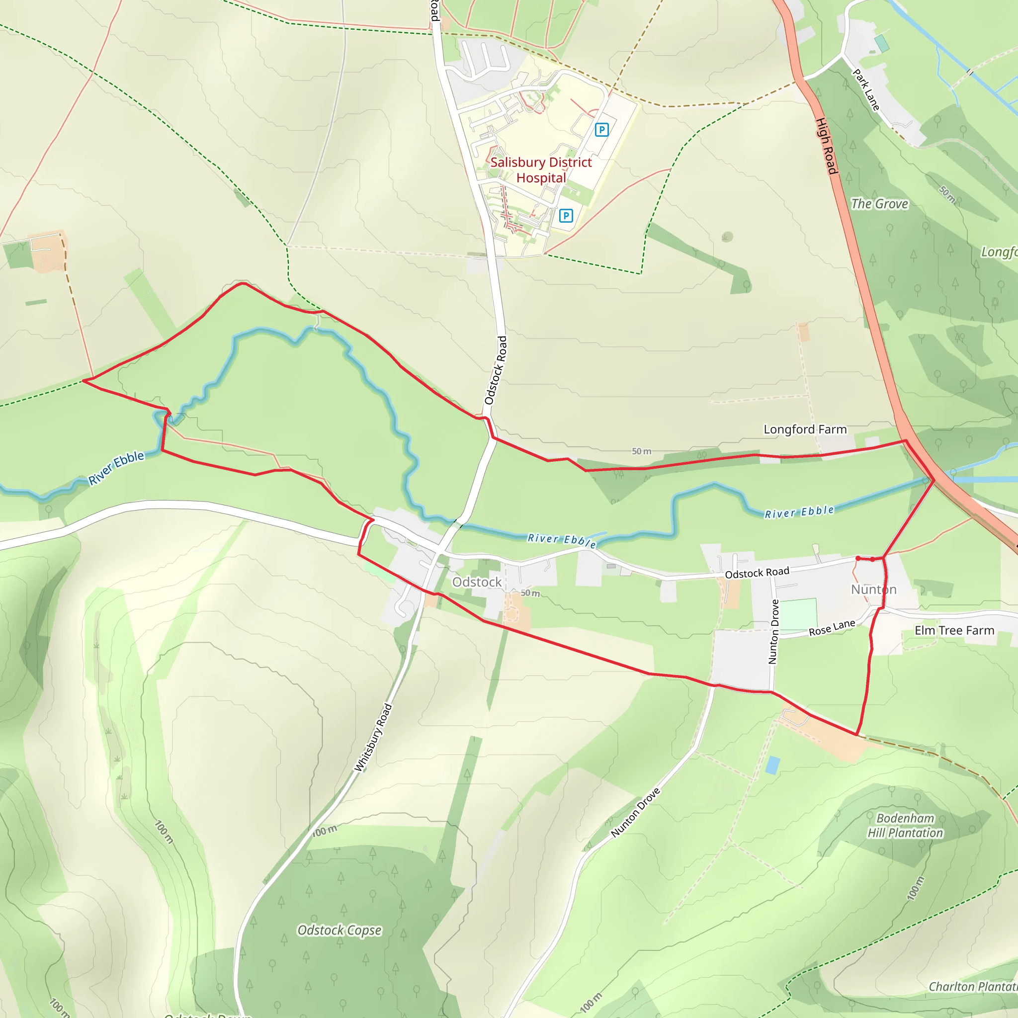 Odstock Loop via Old Sarum Way mobile static map