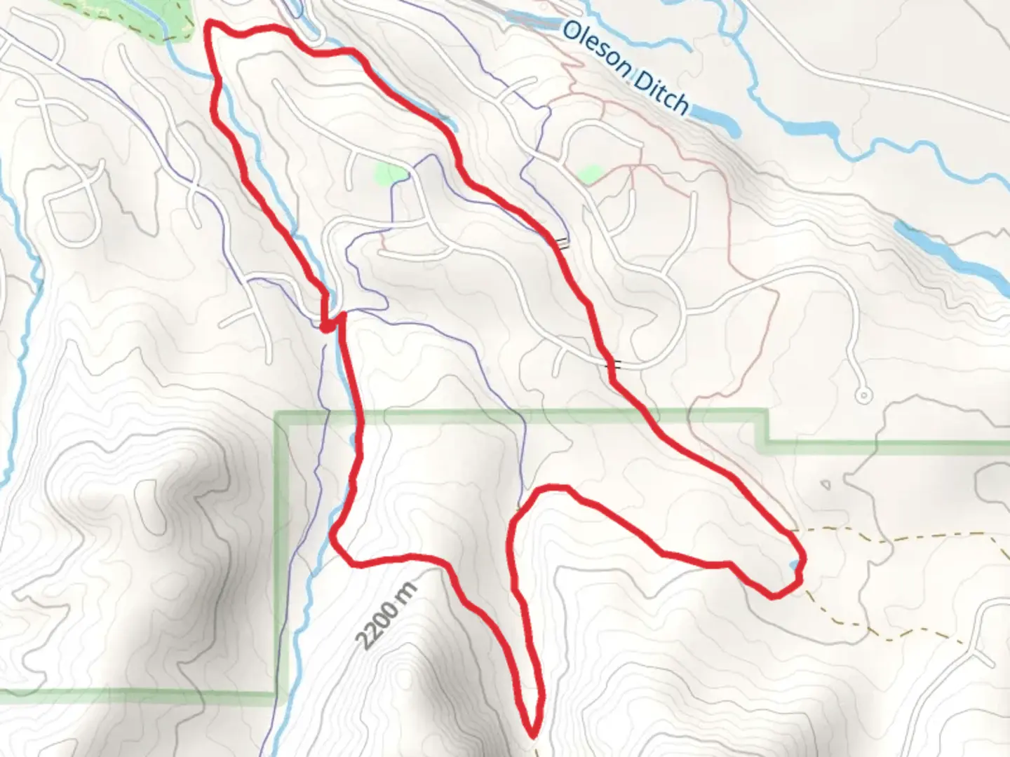 An image depicting the trail Turnip Head, Mayer Gulch and Bailey Loop and its surrounding area.