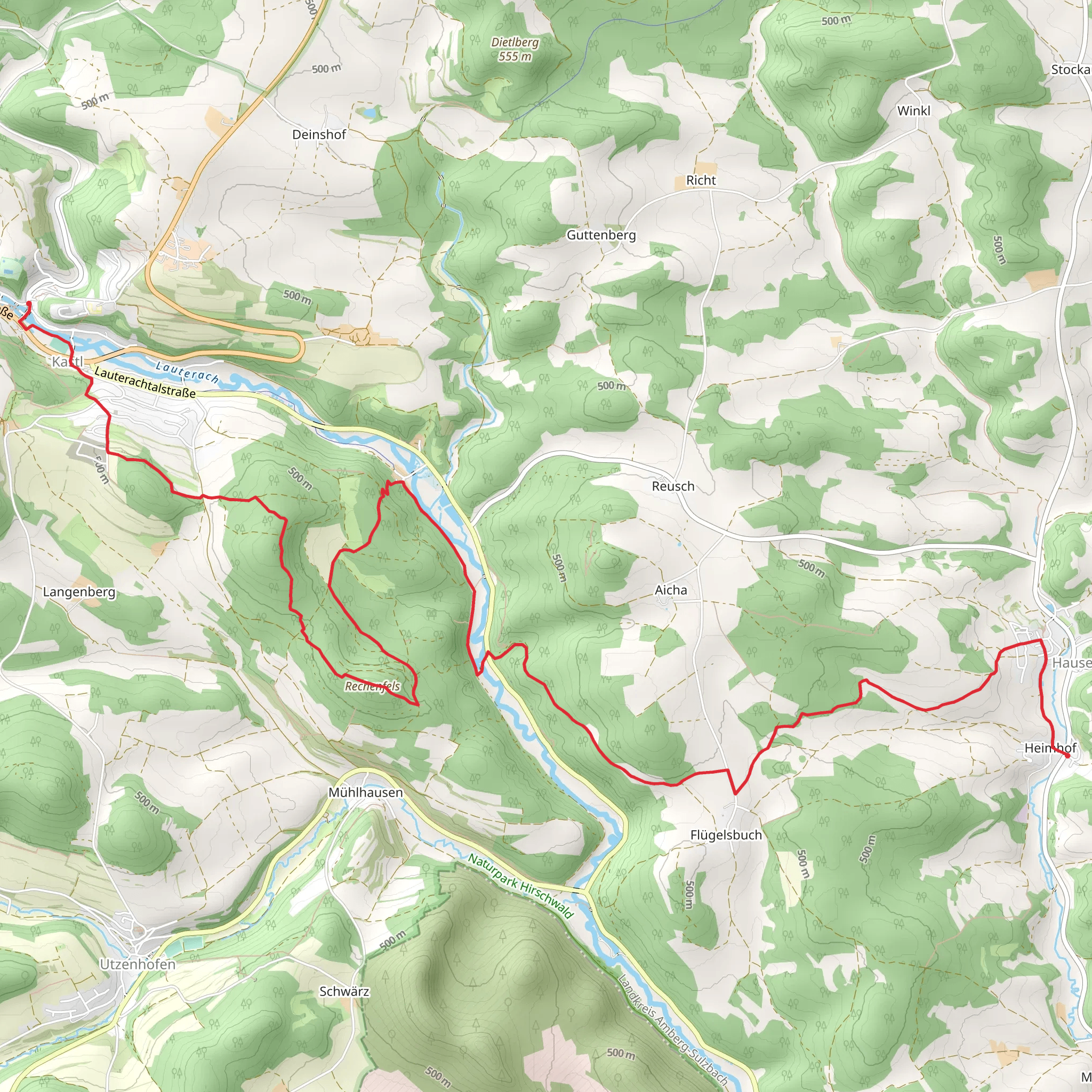 Hausen to Kastl via Lauterachradweg mobile static map