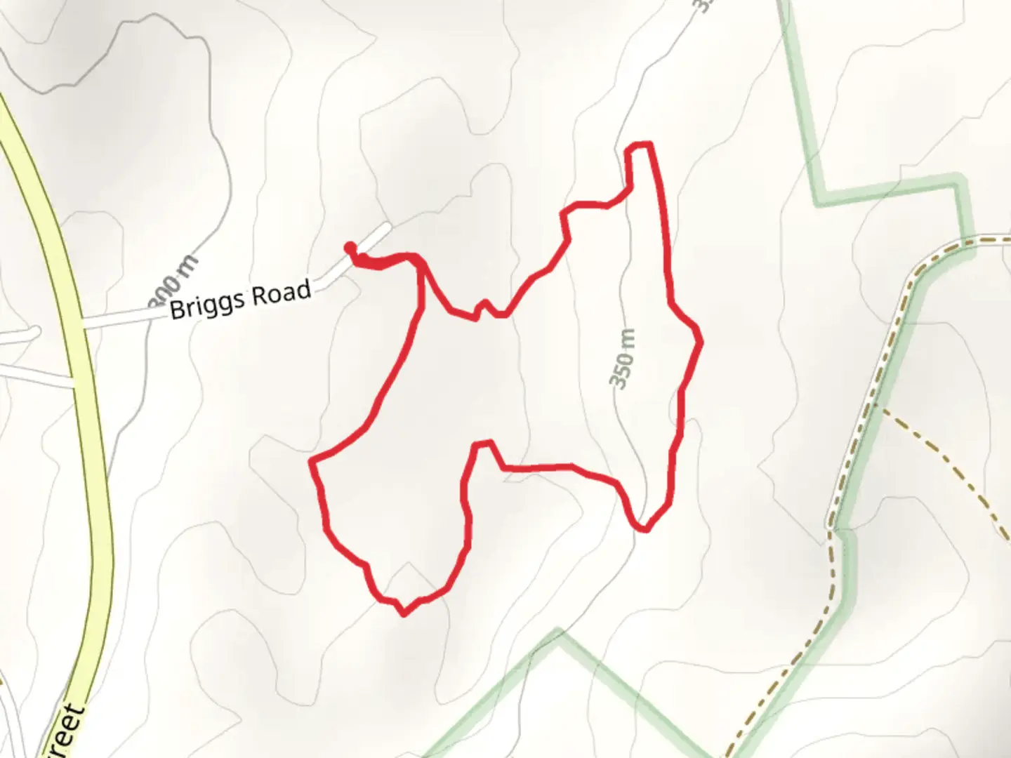 An image depicting the trail Briggs Road Loop and its surrounding area.