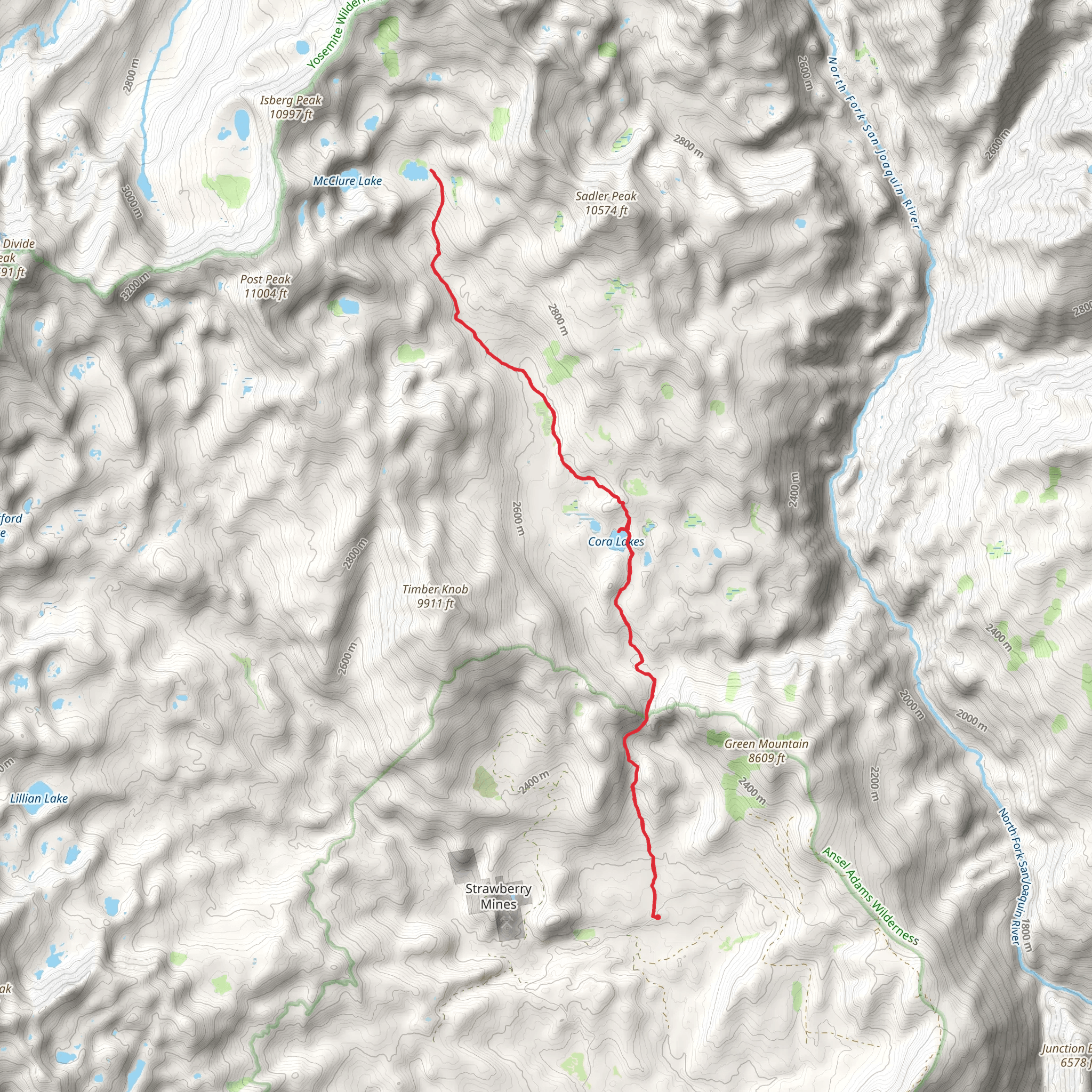 Sadler Lake via Isberg Trail mobile static map