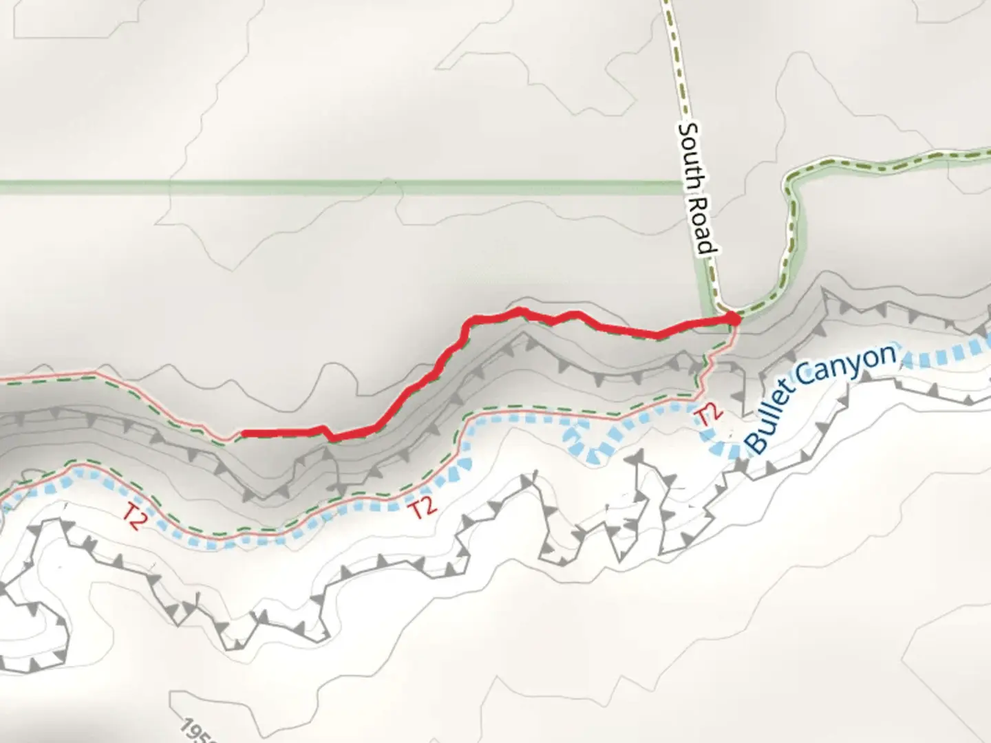 An image depicting the trail Bullet Canyon Trail Out and Back and its surrounding area.