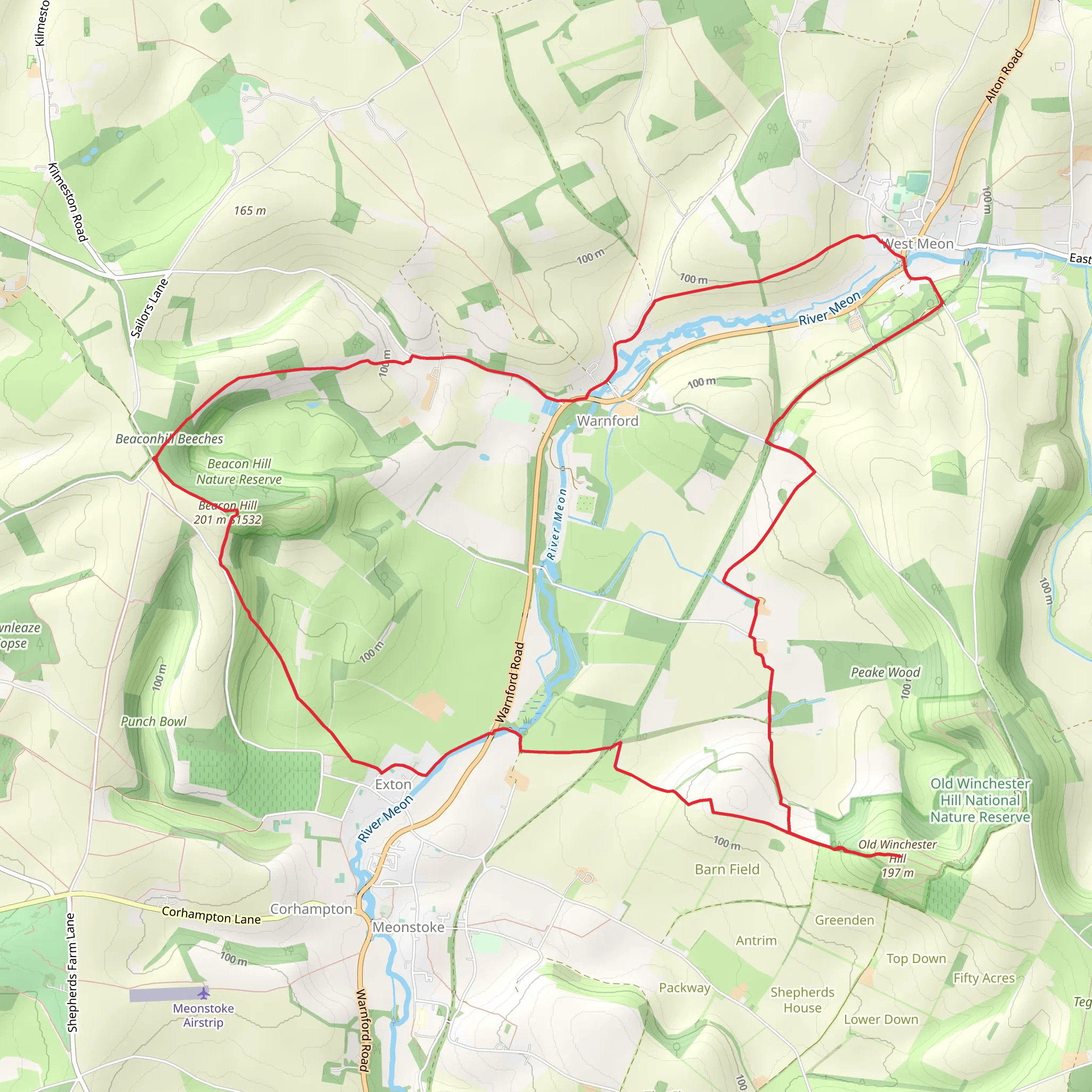 Beacon and Old Winchester Hills on the South Downs mobile static map