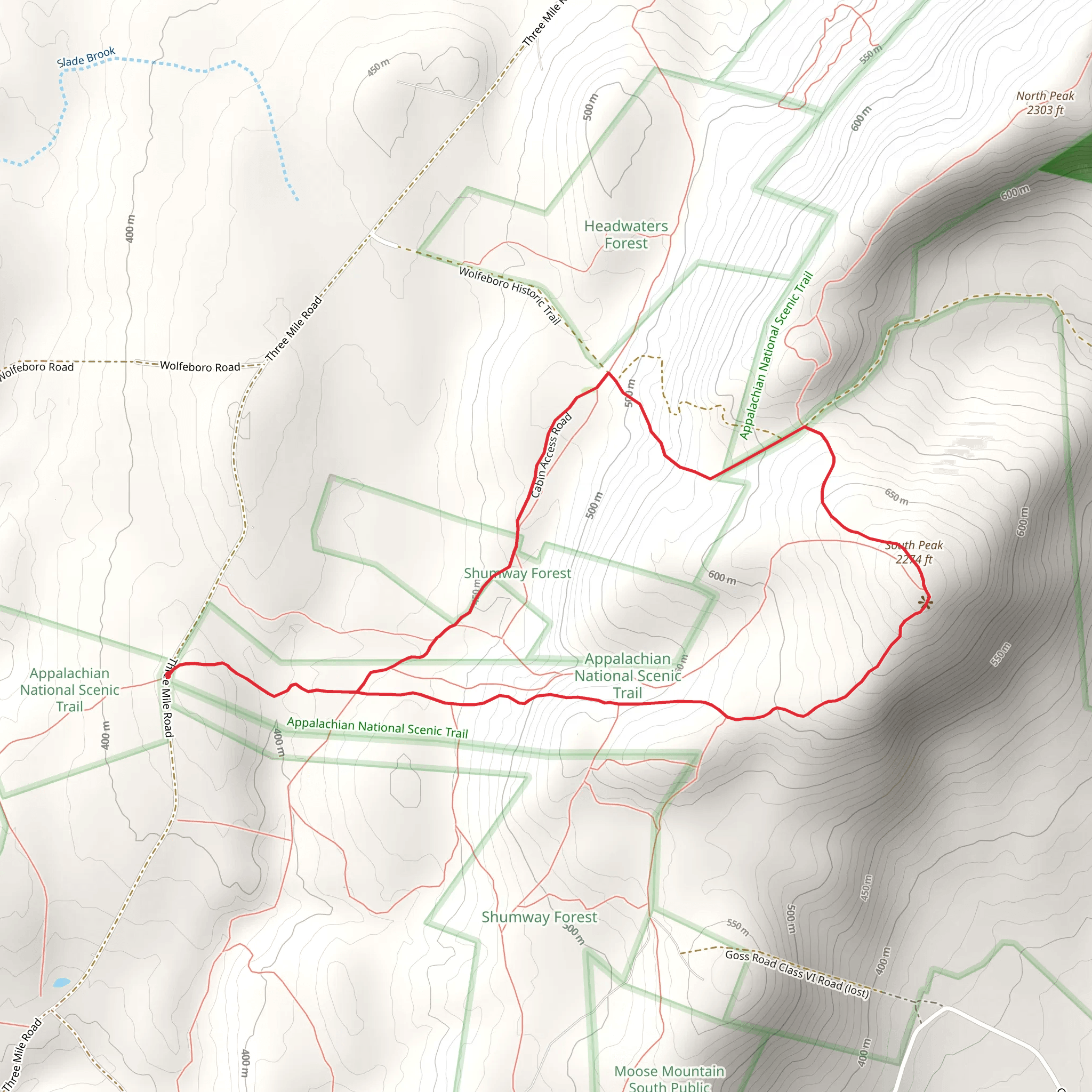 South Peak Loop from Three Mile Road mobile static map
