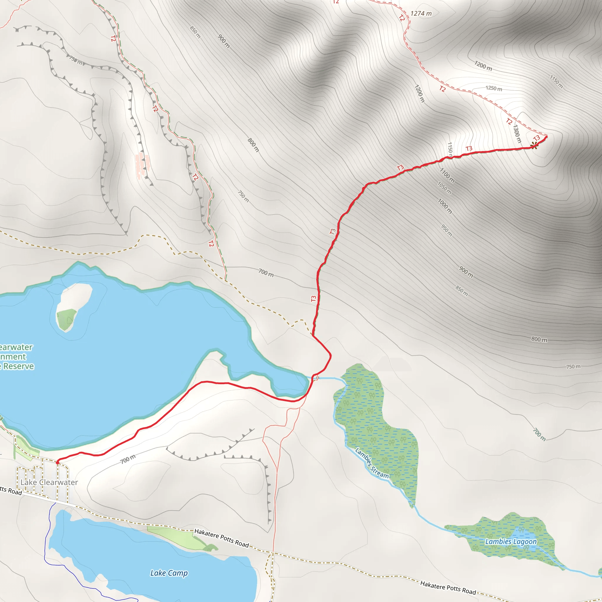 Lake Clearwater to Mount Guy Summit mobile static map