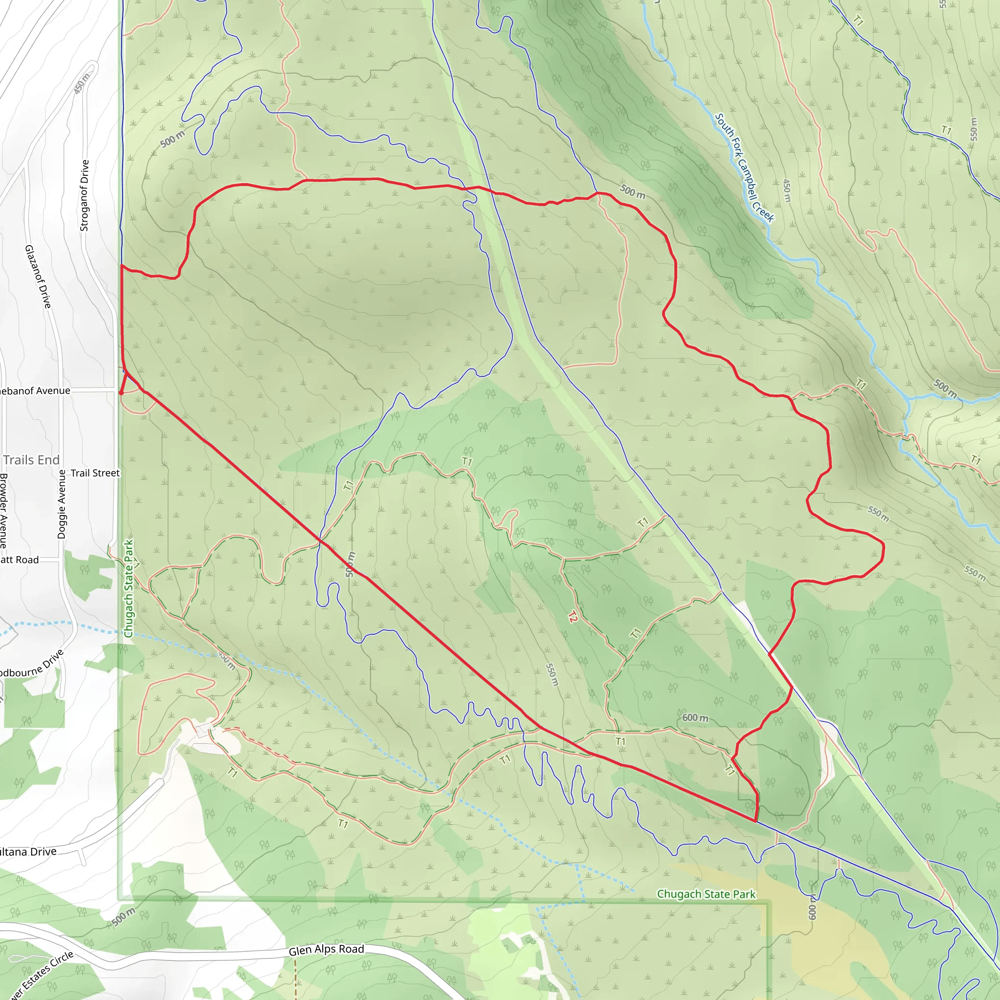 Gasline and Blueberry Hollow Loop Trail mobile static map