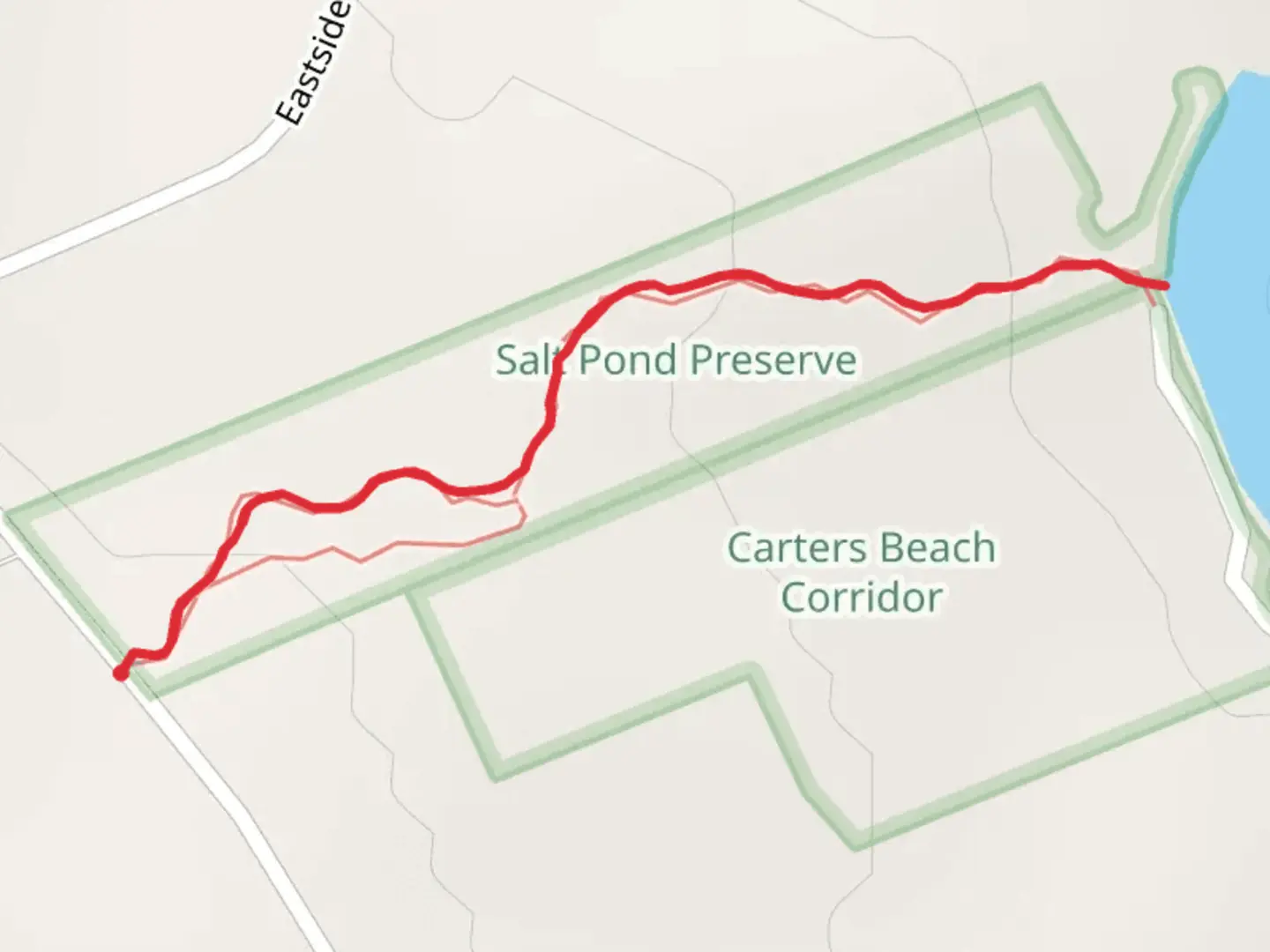 An image depicting the trail Carters Beach Road and its surrounding area.