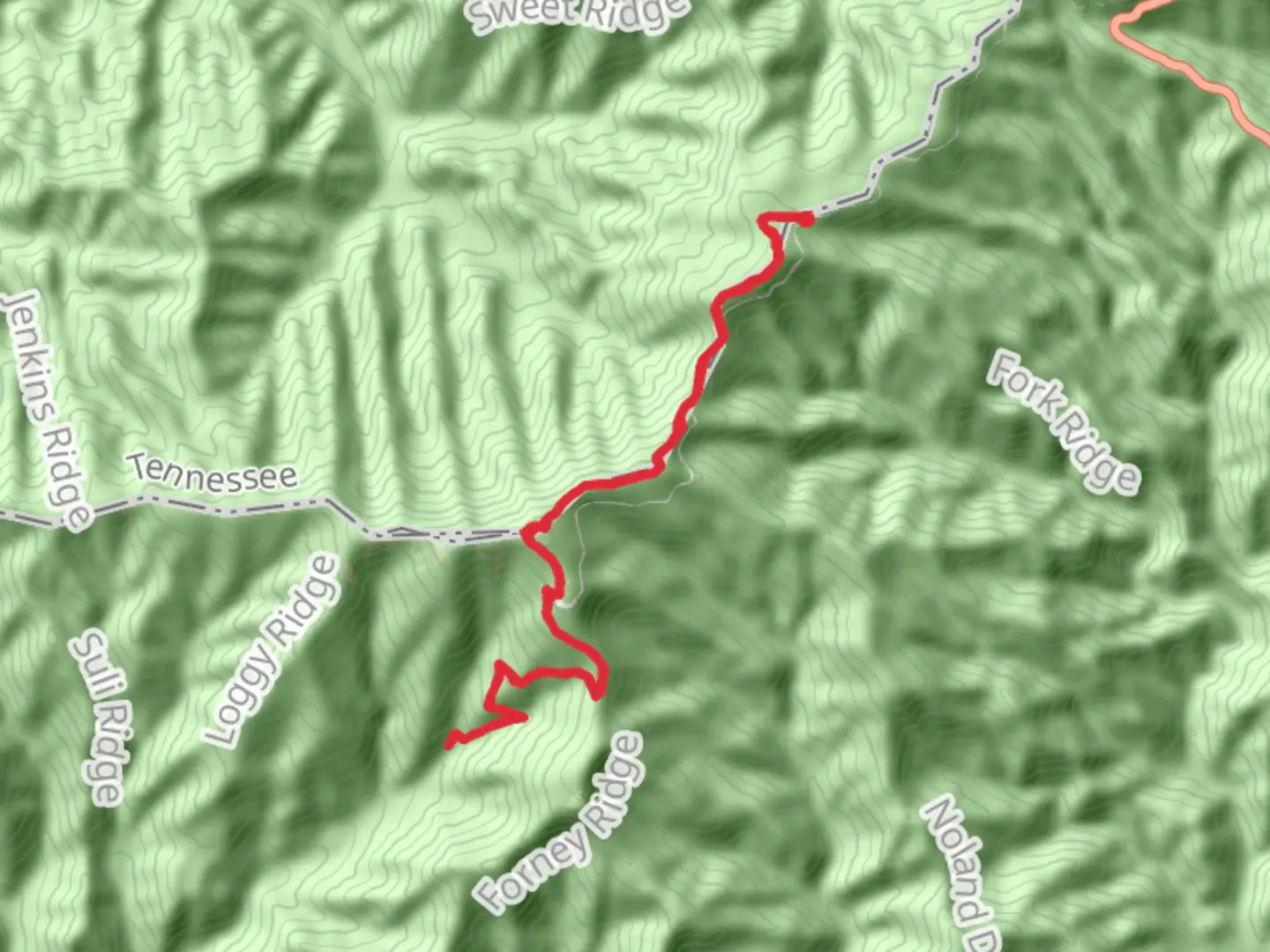 An image depicting the trail Forney Creek, Forney Ridge and Clingmans Dome via Appalachian Trail and its surrounding area.