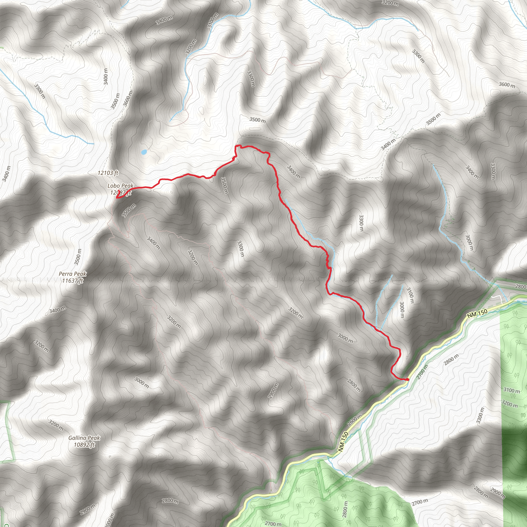 Lobo Peak and Italianos Canyon Trail mobile static map