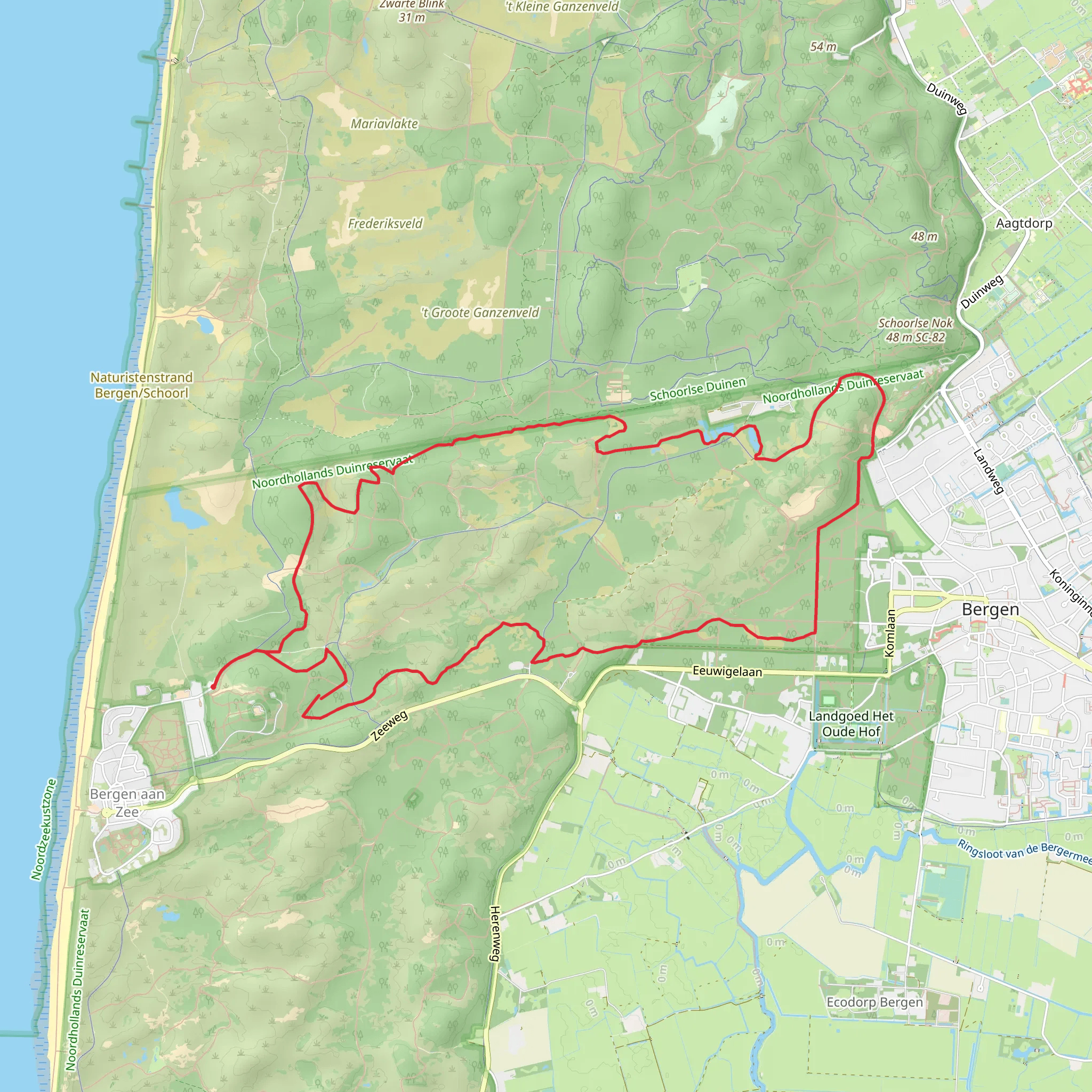 Slangelaan and Schaapskooi Bergen Loop mobile static map