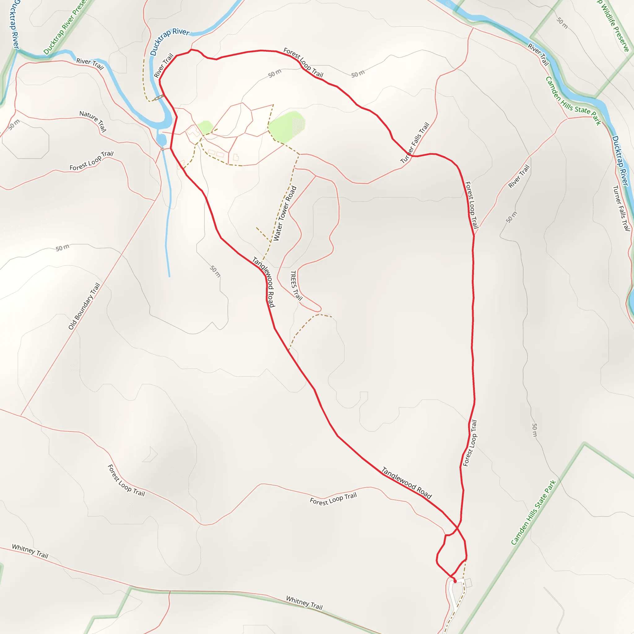 Tanglewood Road Forest Loop Trail mobile static map