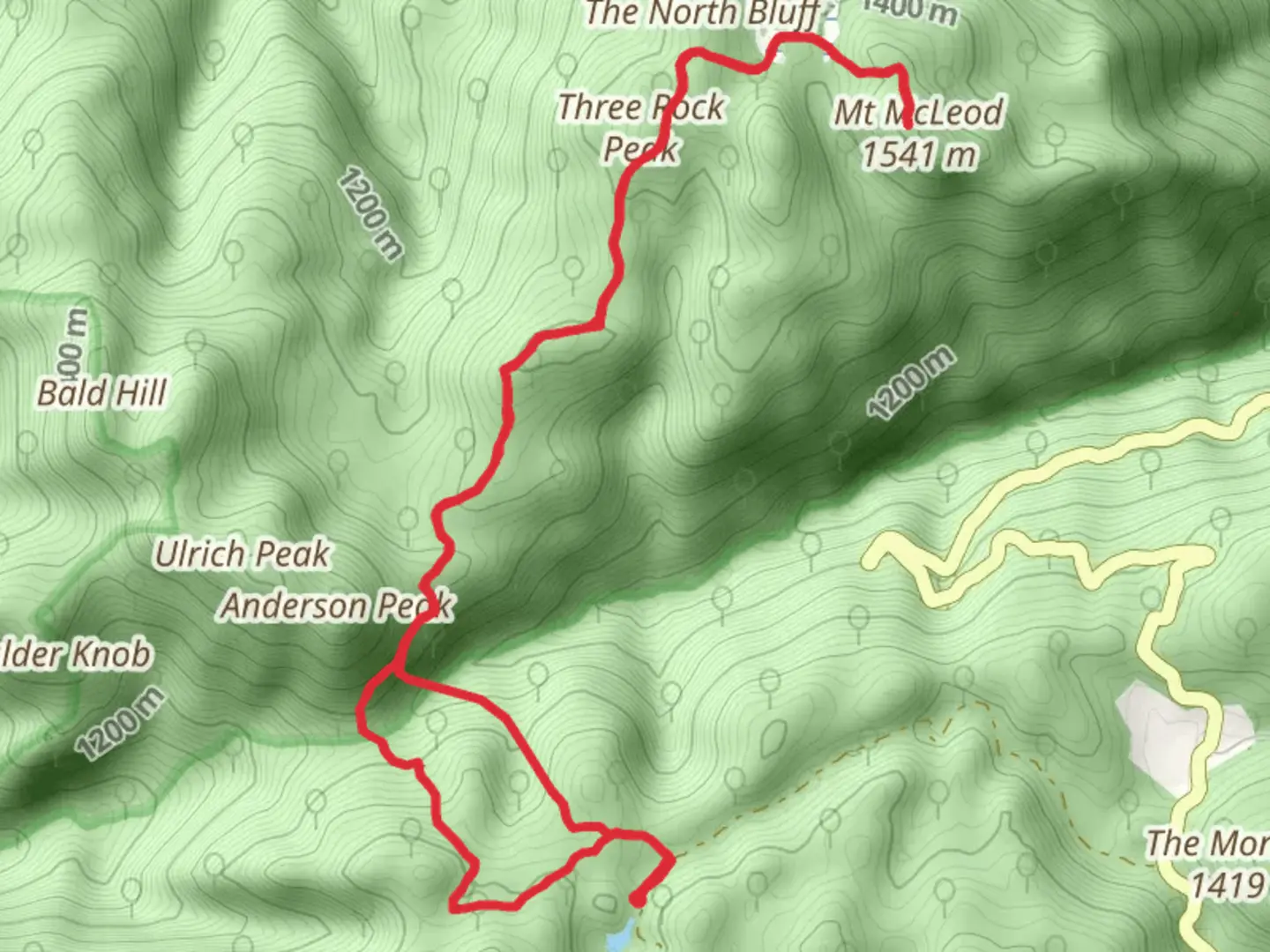 An image depicting the trail Mount McLeod Trail and its surrounding area.