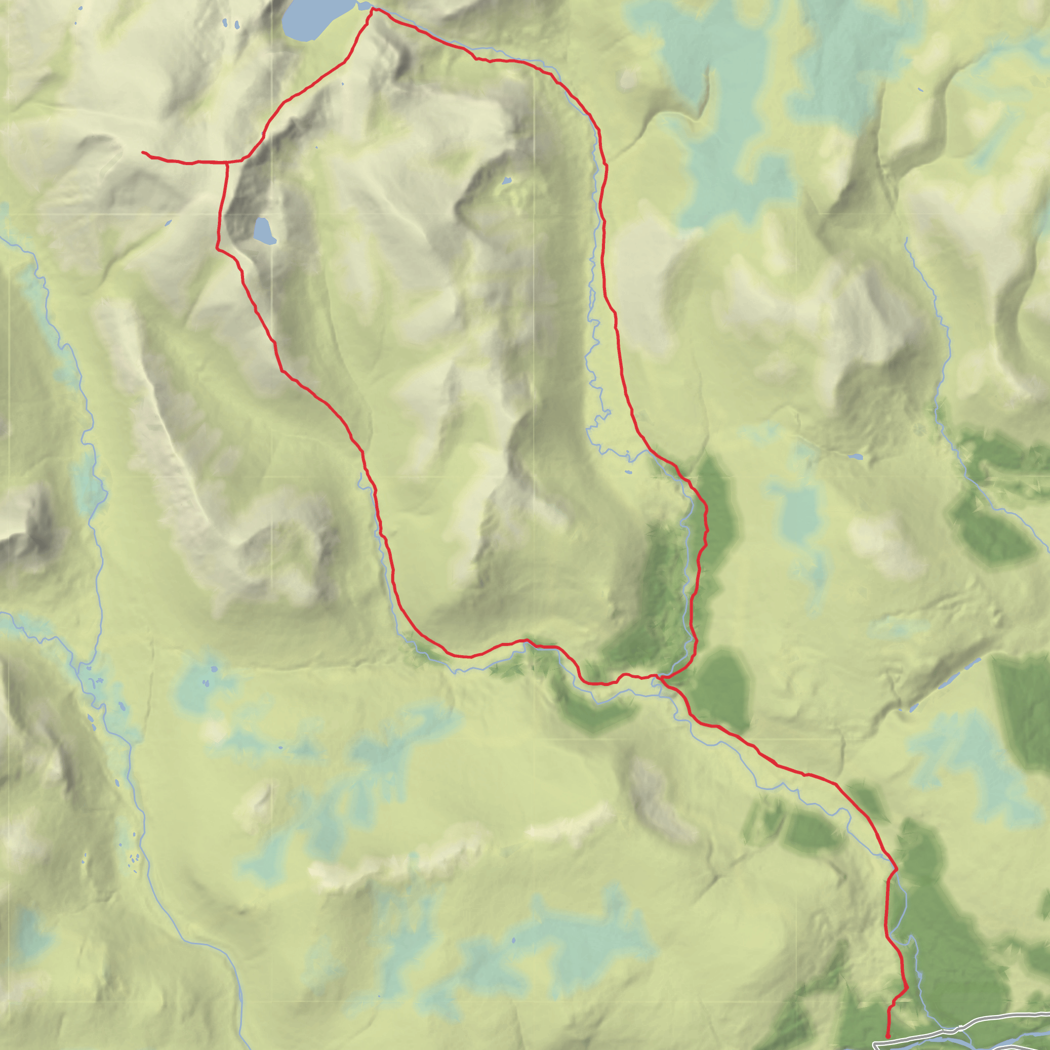 Gleann Laoigh Bheag, Sron Riach, Ben Macdui, Loch Etchachan and Glen Derry Loop mobile static map