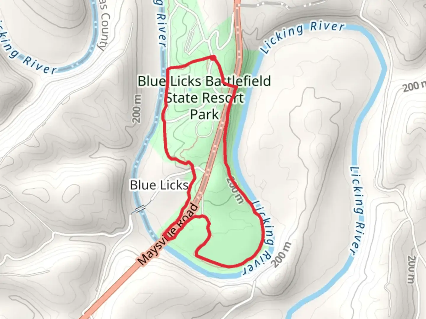 An image depicting the trail Heritage and Licking River Loop Trail and its surrounding area.