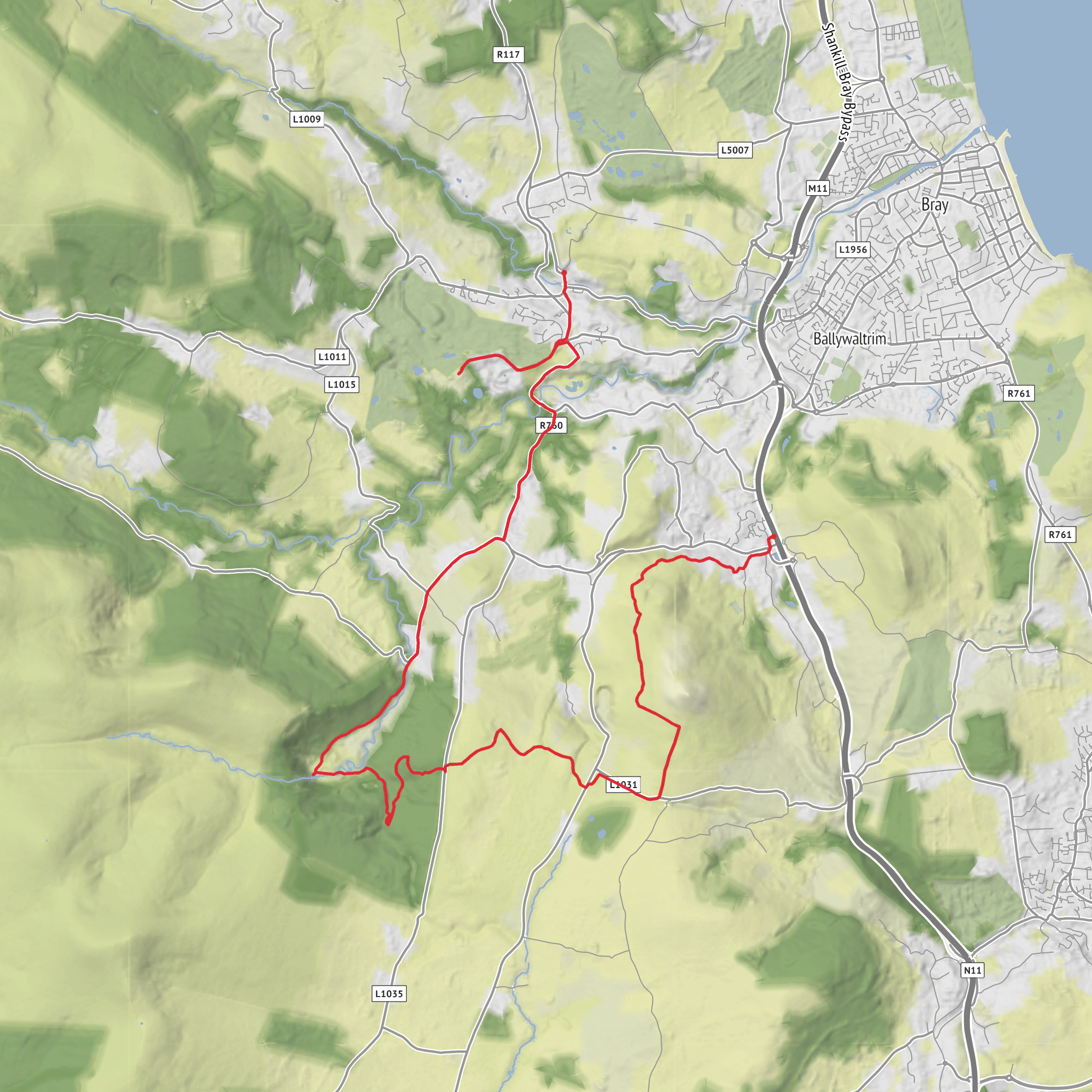 Enniskerry to Kilmacanoge mobile static map