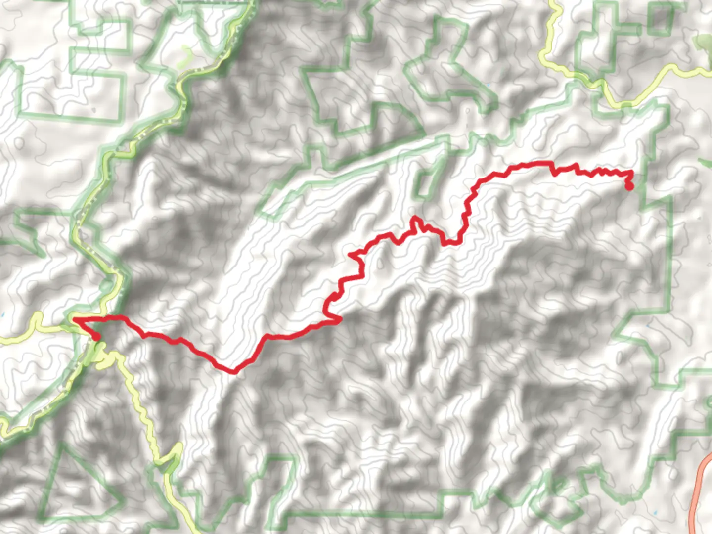 An image depicting the trail Hazelnut Gap, Haines Eyebrow via Woods Mountain and its surrounding area.