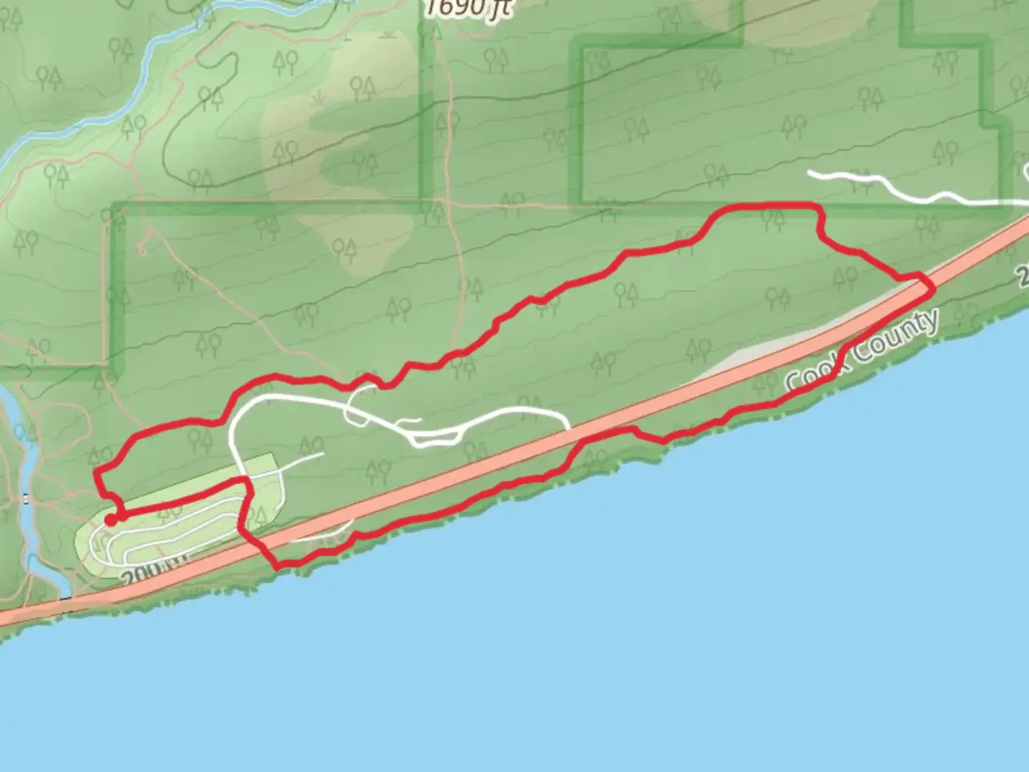 An image depicting the trail Cascade Trails Loop and its surrounding area.