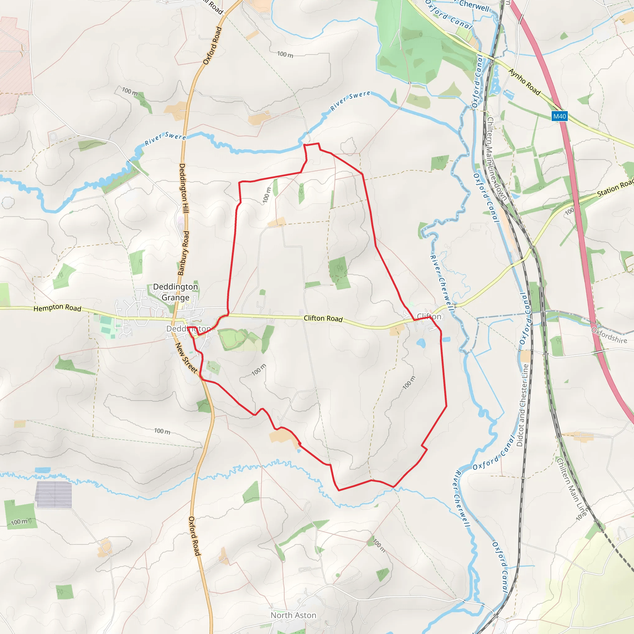 Clifton and Deddington Circular Walk mobile static map