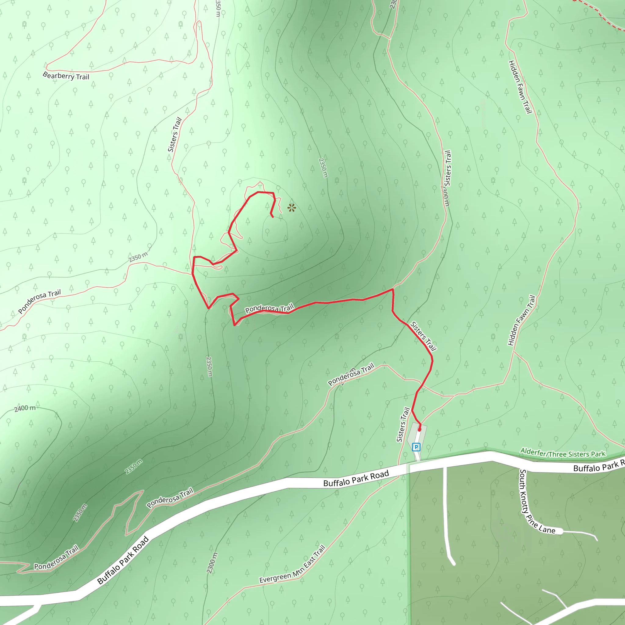 Sisters Trail, Ponderosa Trail and Brothers Trail mobile static map