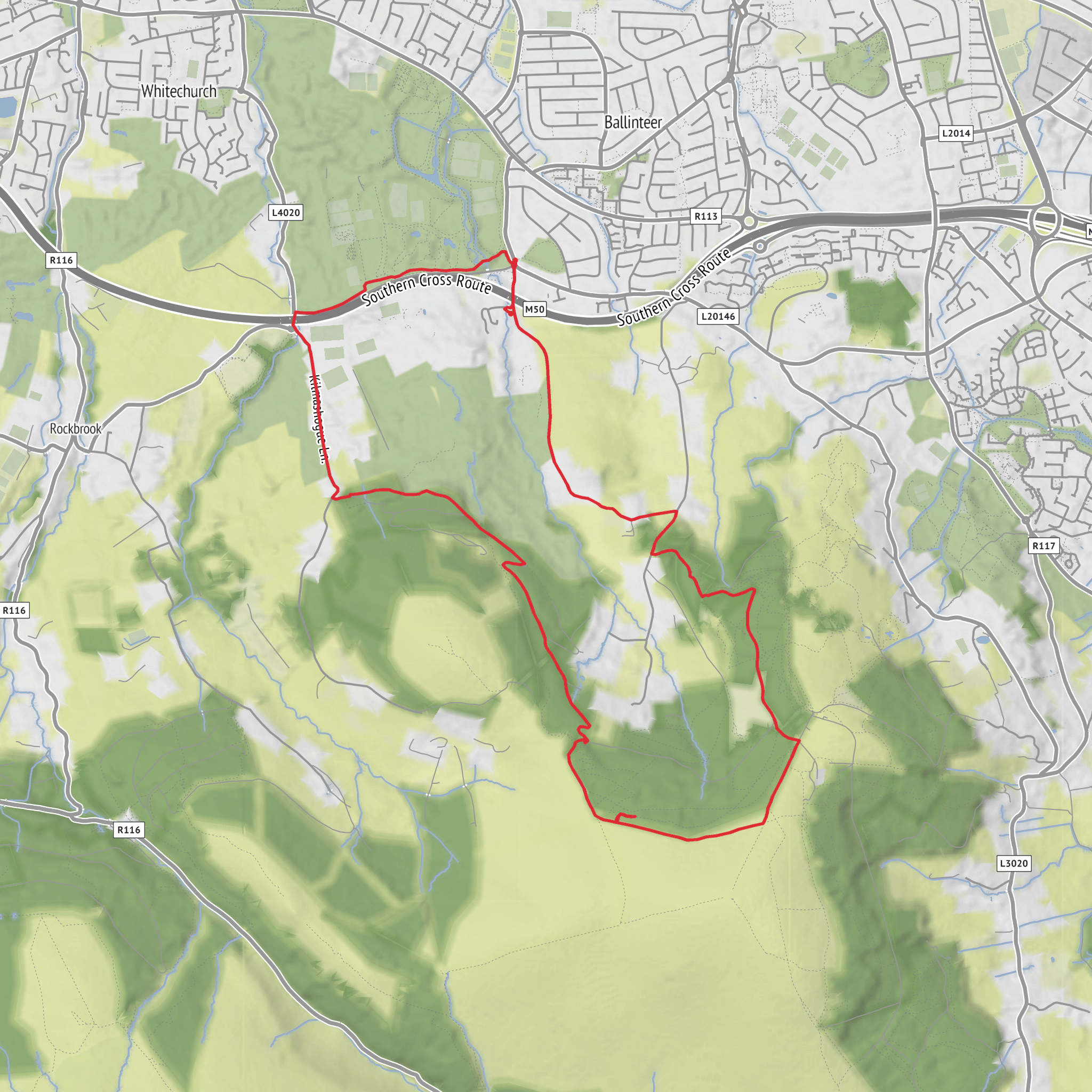Marlay Threerock Loop mobile static map