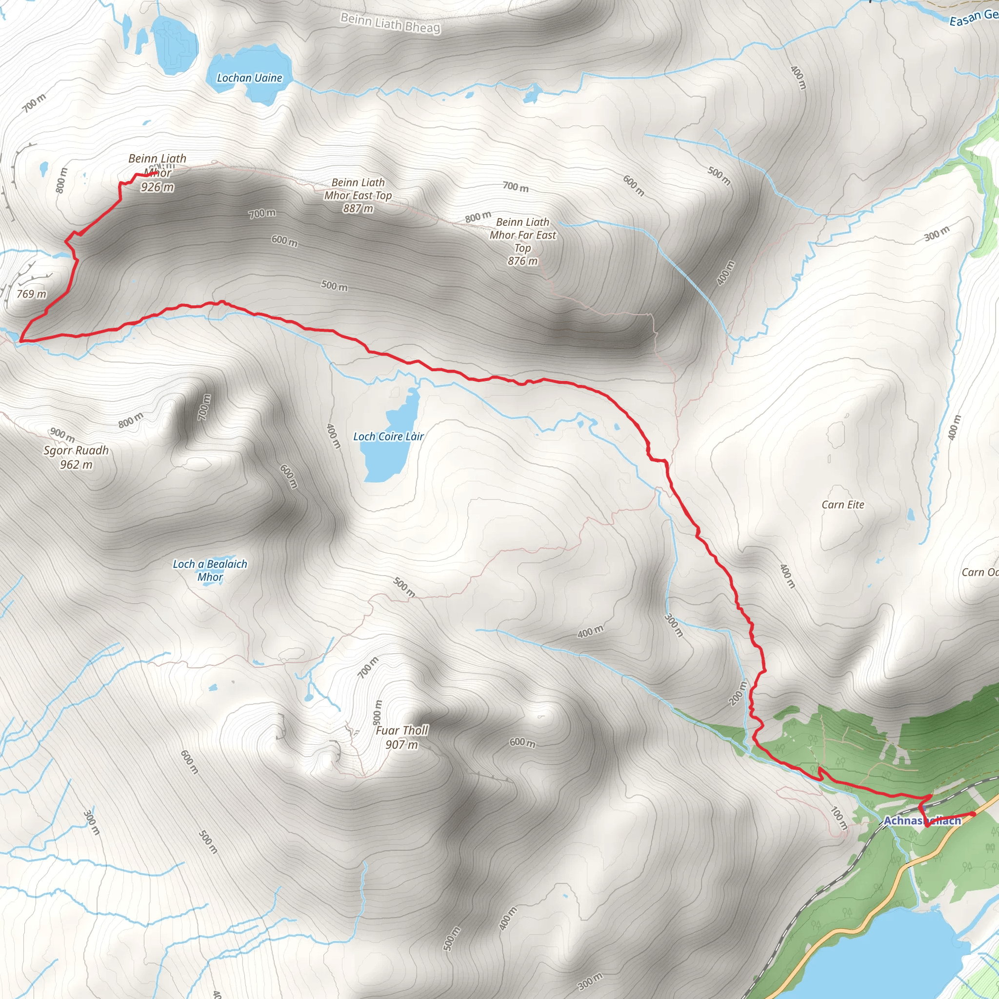 Beinn Liath Mhòr via Loch Coire Lair mobile static map