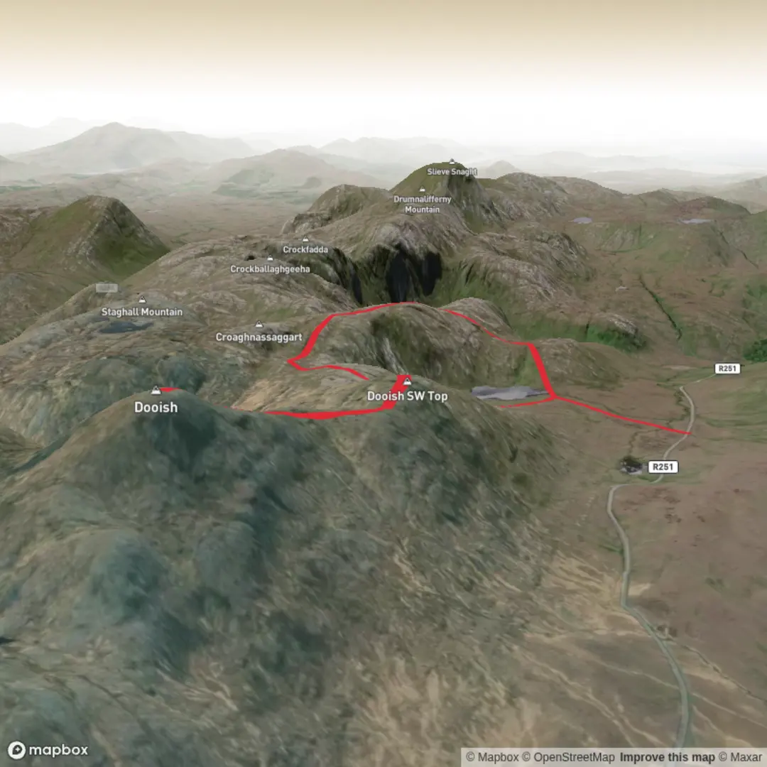 An image depicting the trail Dubhais (night nav) and its surrounding area.