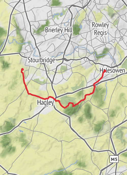 Dudley - W1 Mon Long Run - 15km Hilly Lon mobile static map