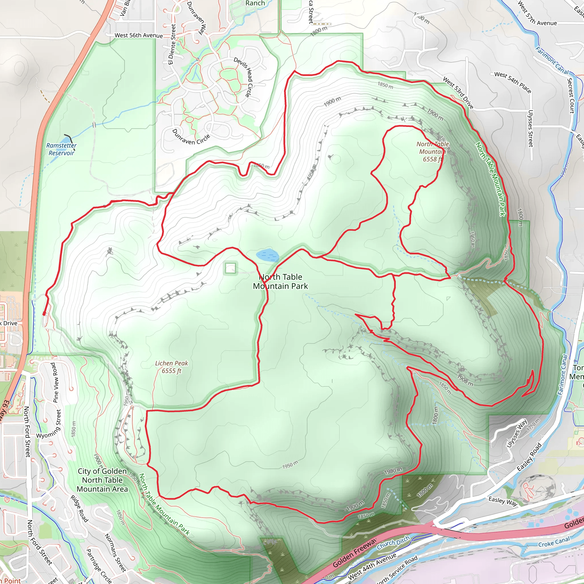 North Table Mountain Loop Trail mobile static map
