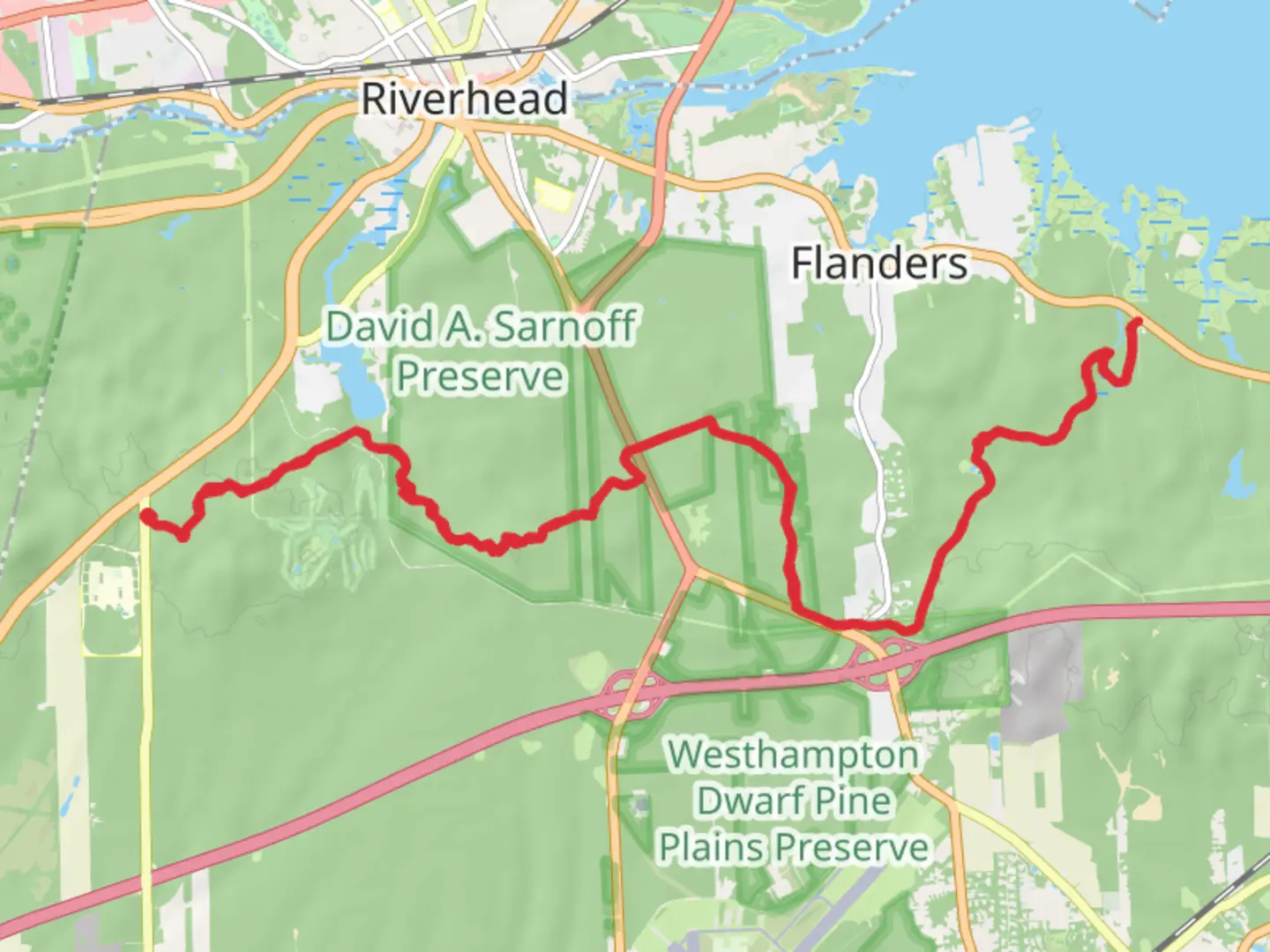 An image depicting the trail Wildwood Lake via Paumanok Path and its surrounding area.