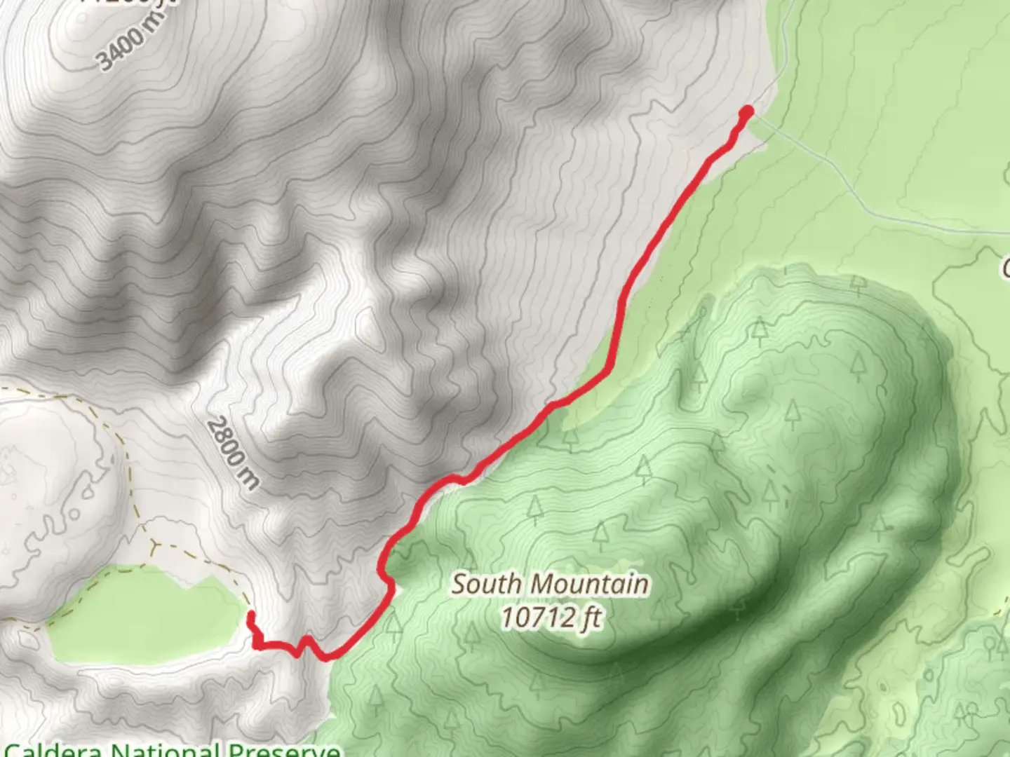 An image depicting the trail El Cajete Meadow Out and Back and its surrounding area.