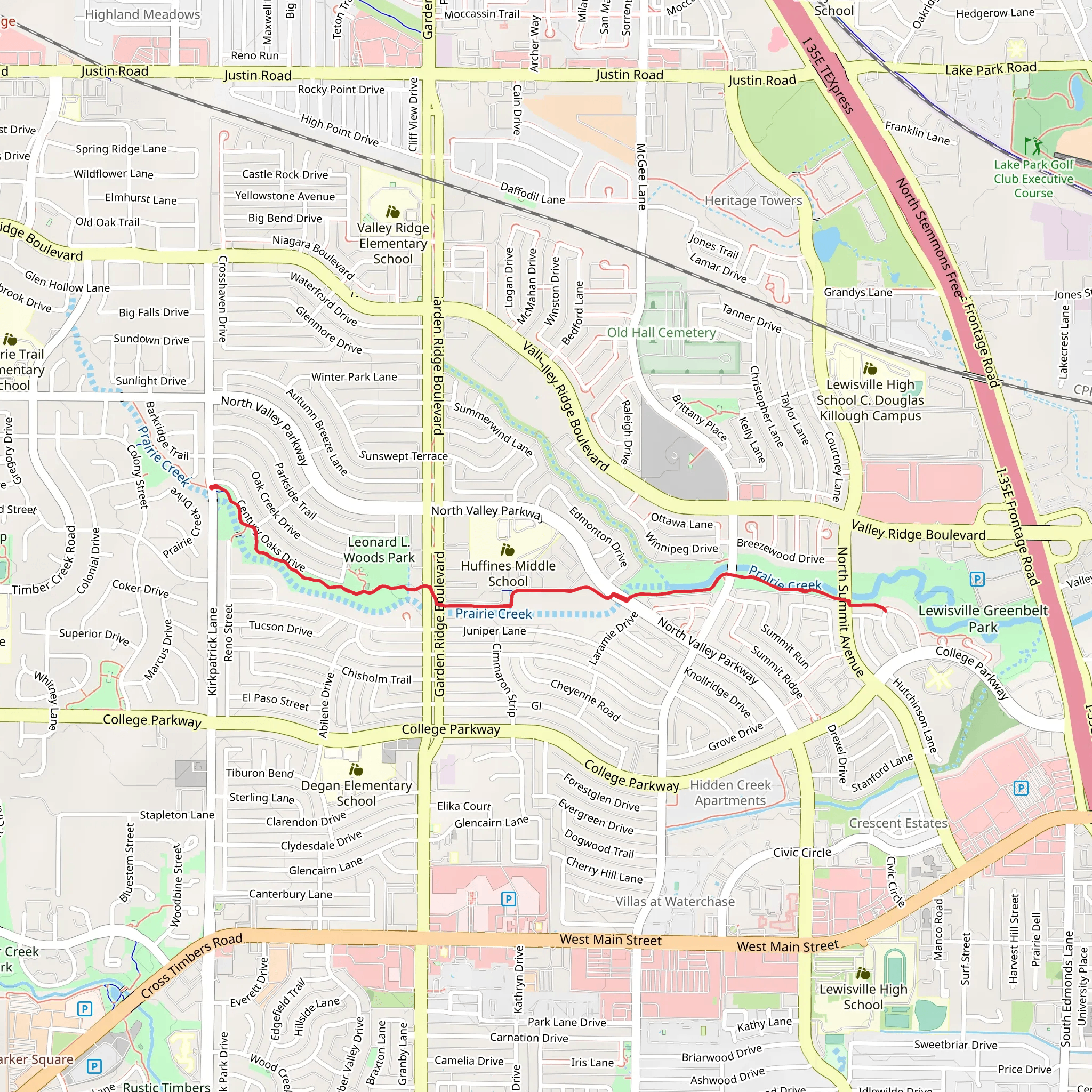 Lewisville Greenbelt Park mobile static map