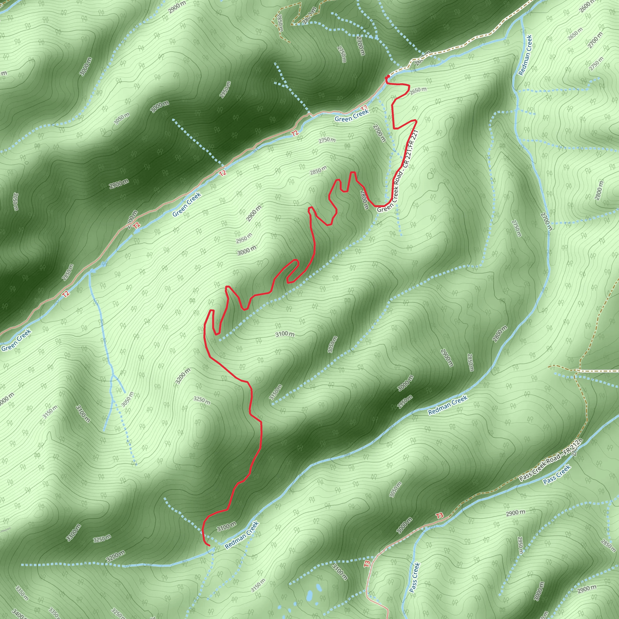 Redman Creek via Green Creek mobile static map