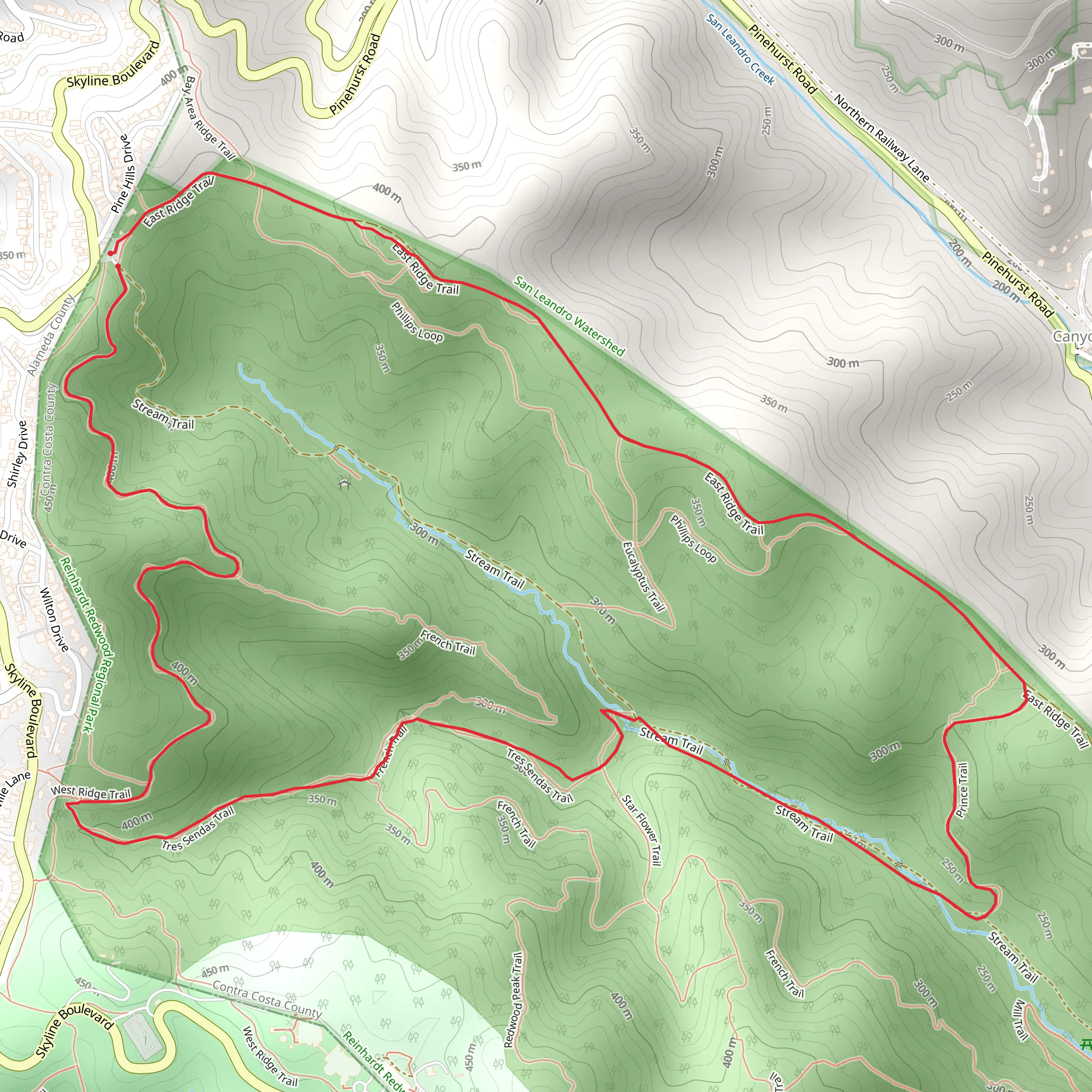 Prince Trail, Tres Sendas Trail and West Ridge Loop Trail mobile static map