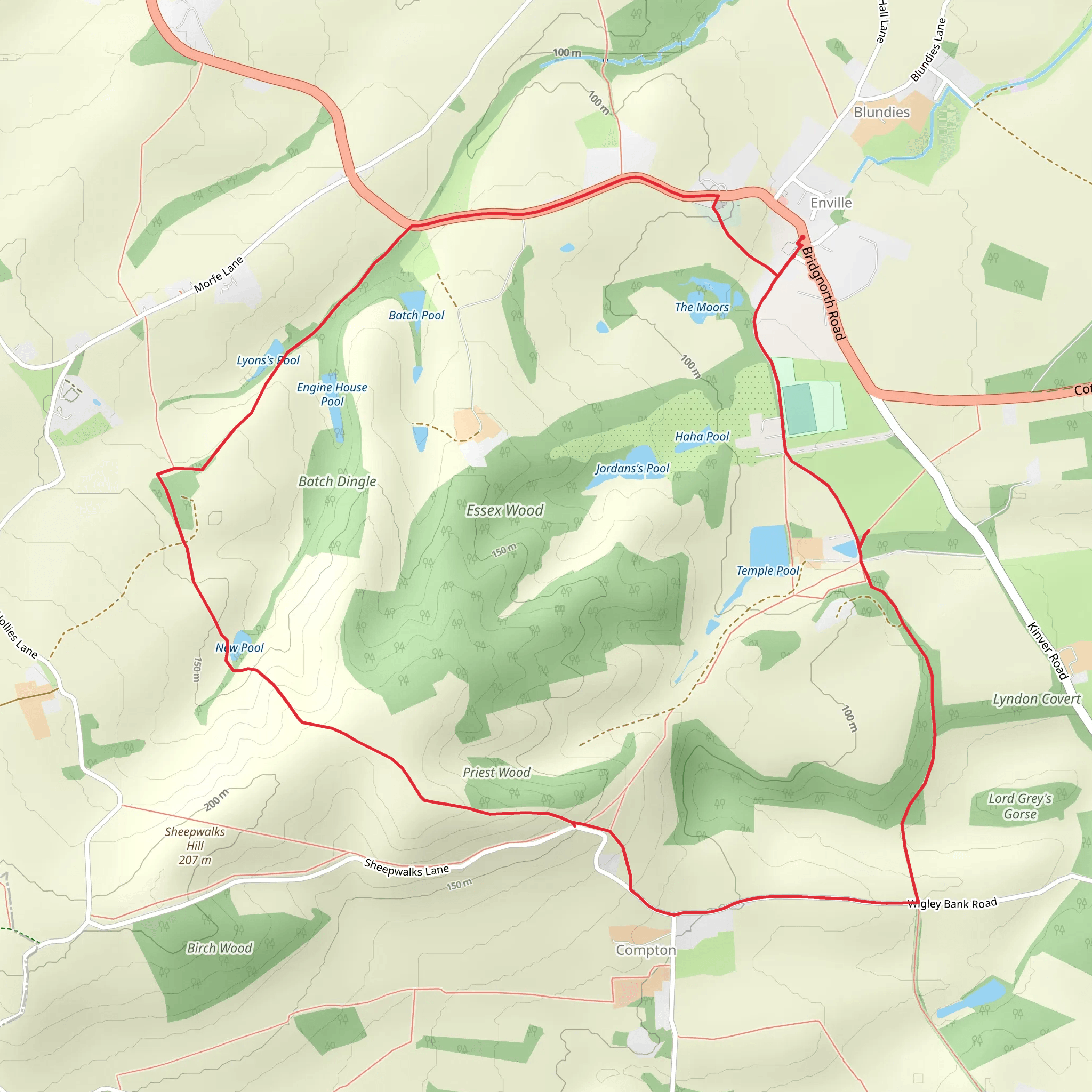 Hike from Enville mobile static map