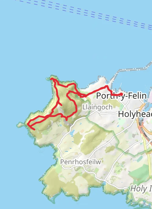 North and South stack from Hollyhead mobile static map