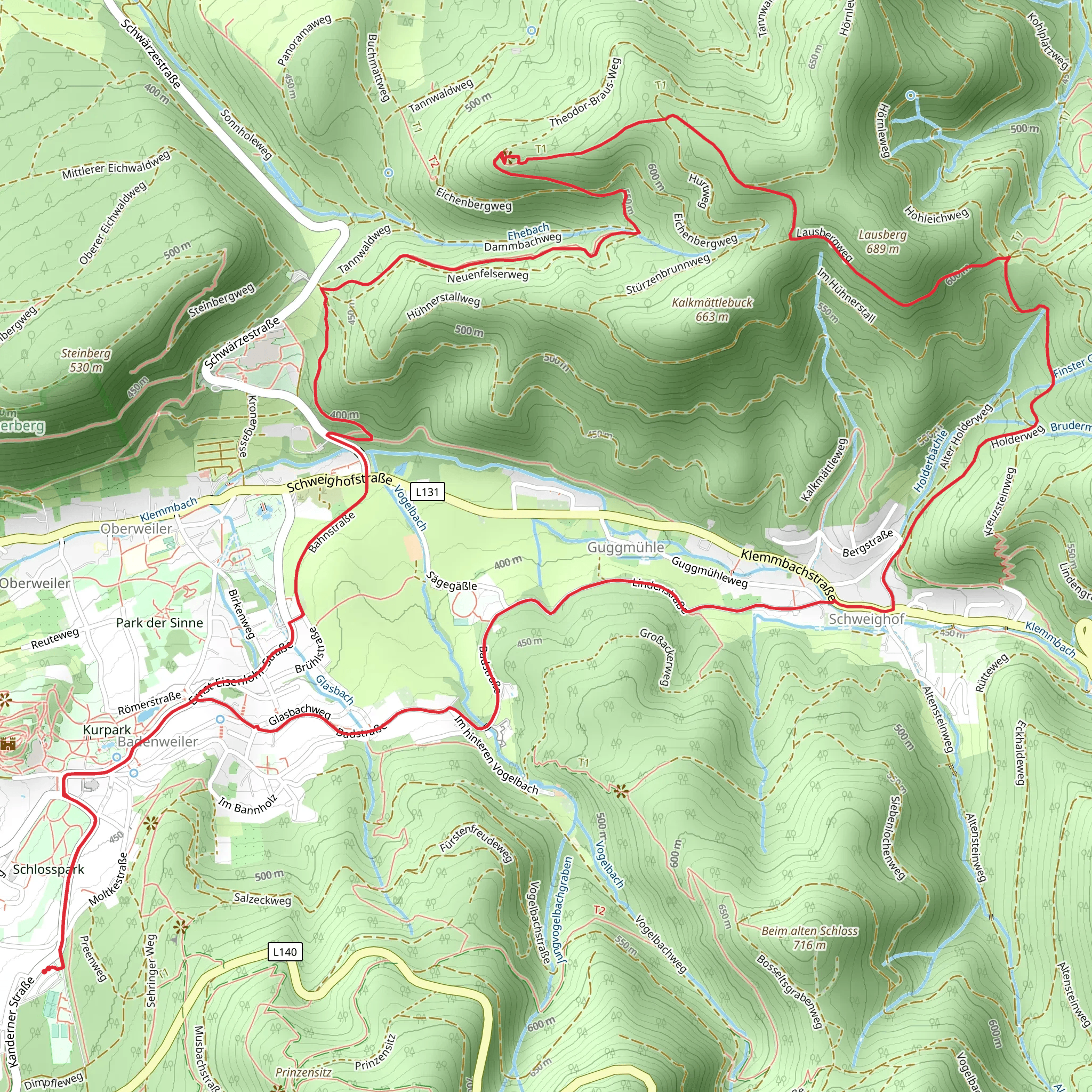 Lausbergweg and Holderweg Loop mobile static map