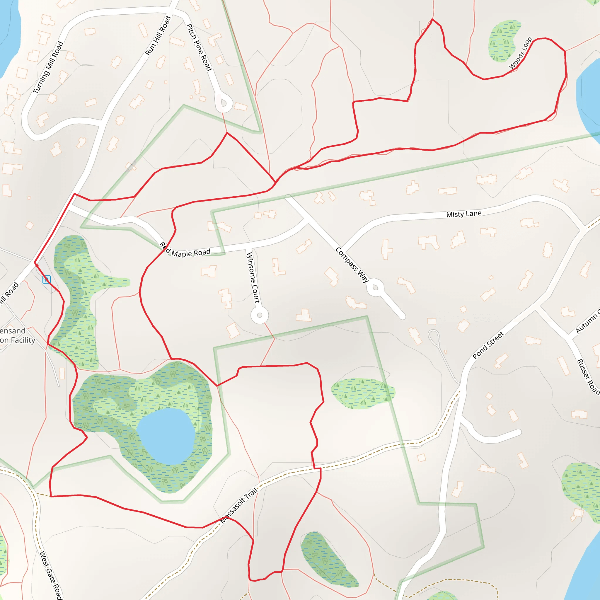 Woods Loop via Upper Mill Pond mobile static map