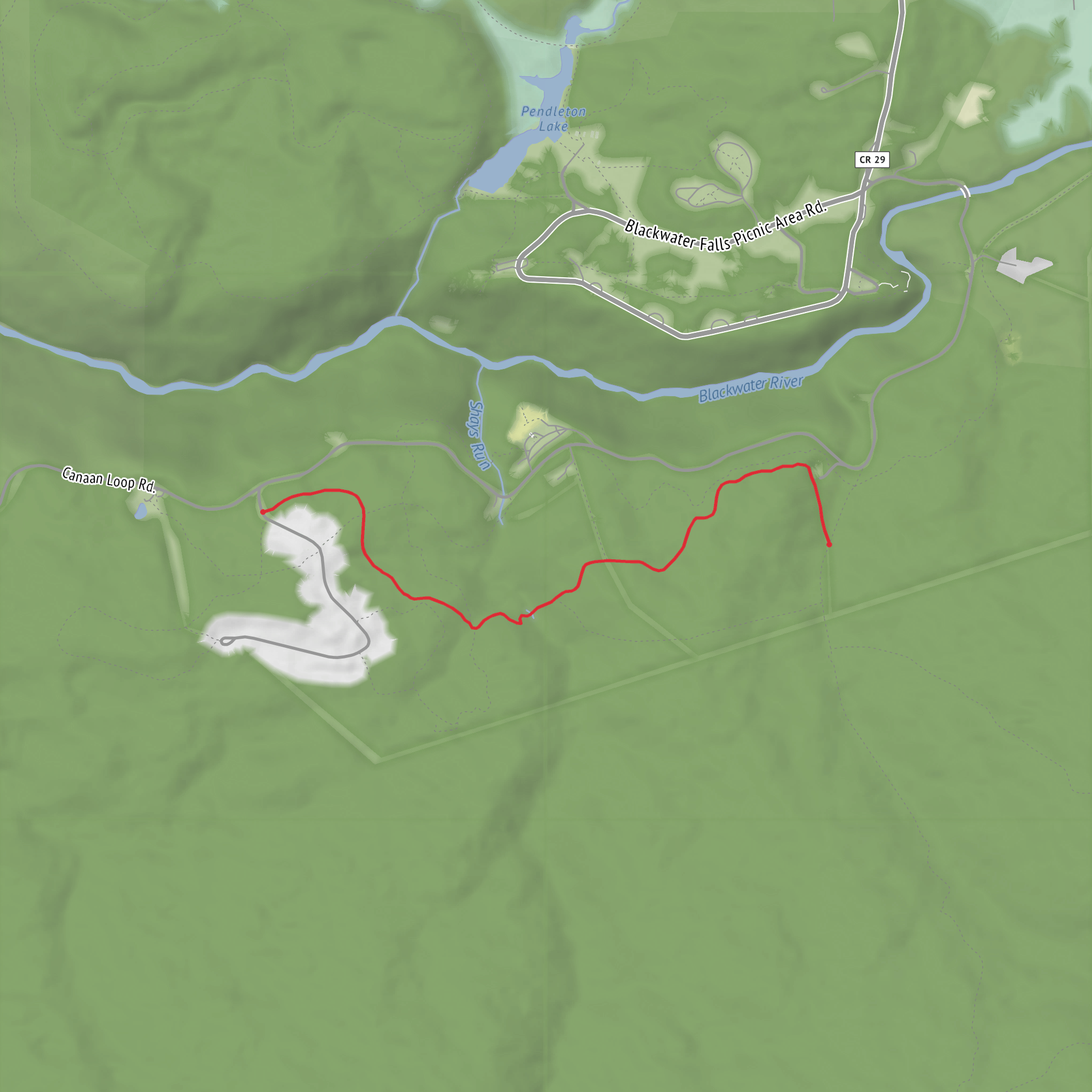 Red Spruce Trail mobile static map